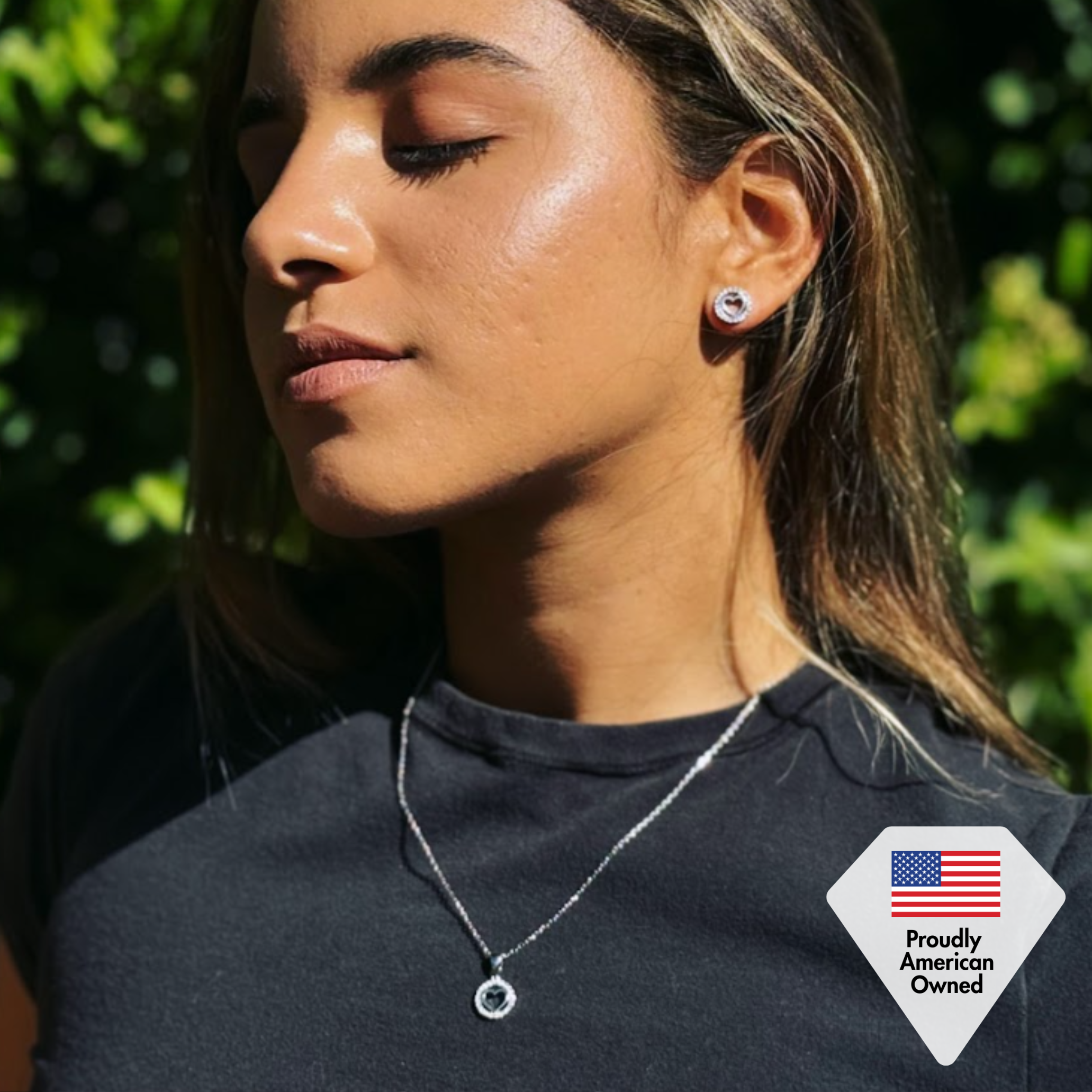 Khaleesi 18k White Gold Plated Silver Heart Necklace with Swarovski Crystals