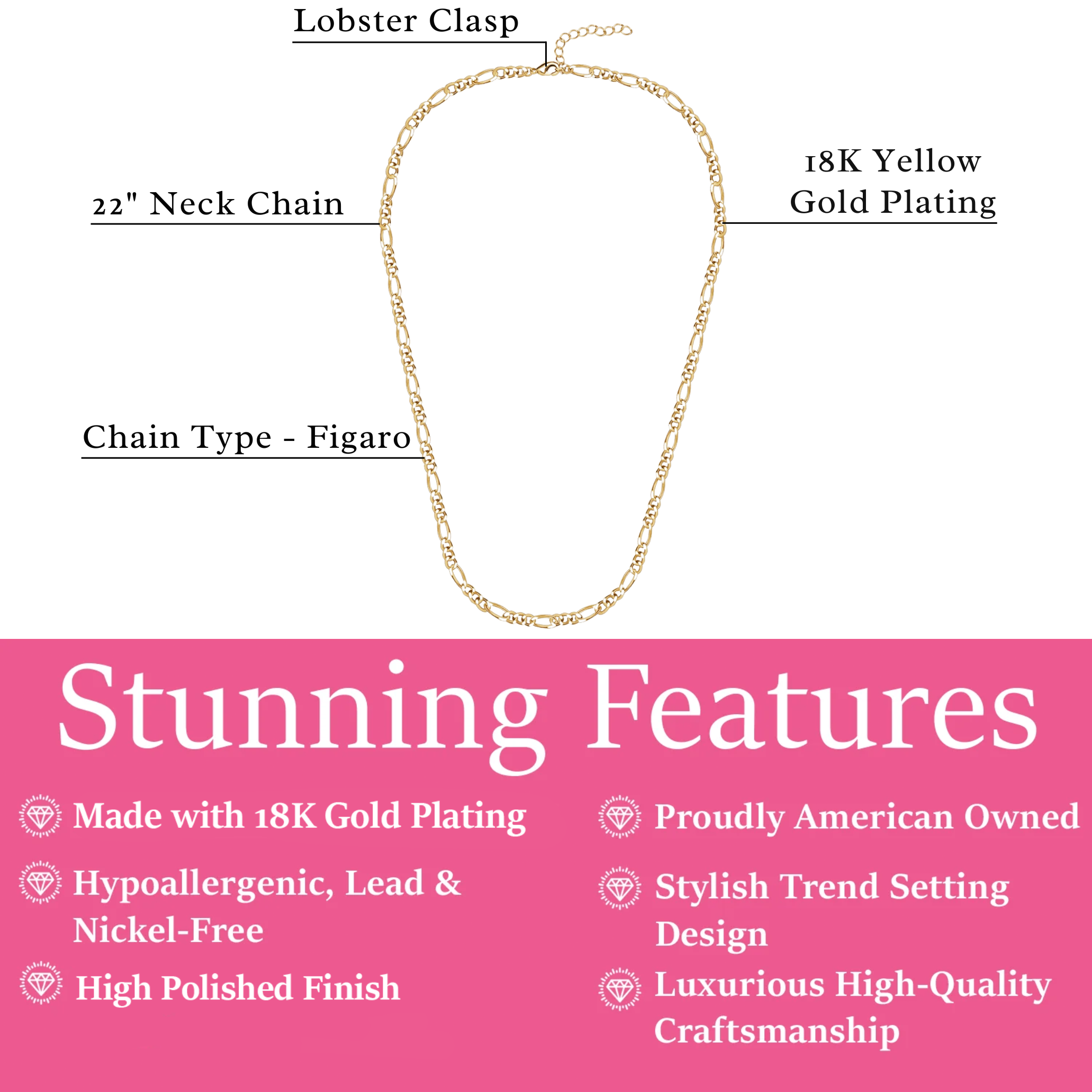 Lainey 18k White Gold Plated Stacking Necklace Chain