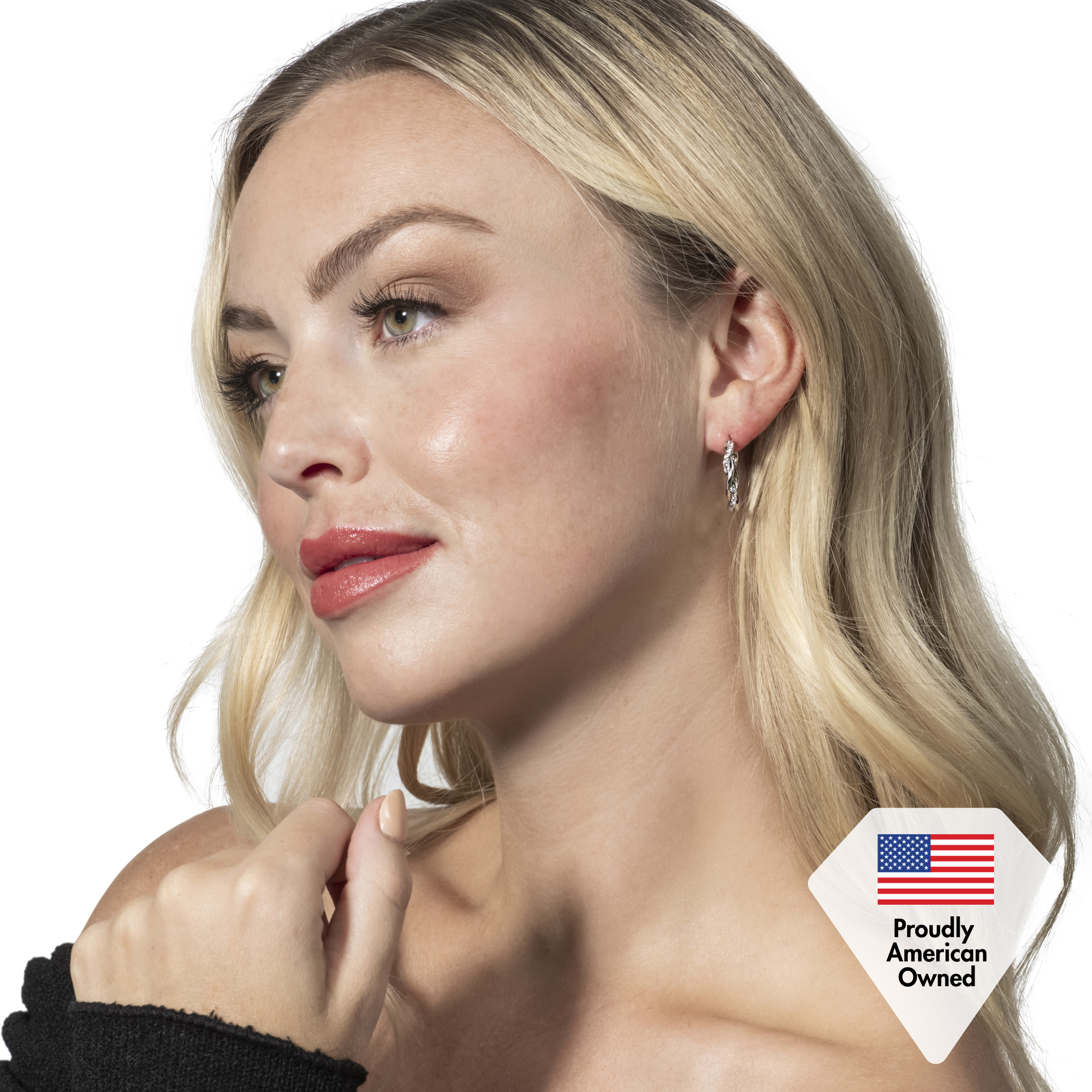 Lauren 18k White Gold Plated 22mm Twisted Hoop Earrings with Swarovski Crystals