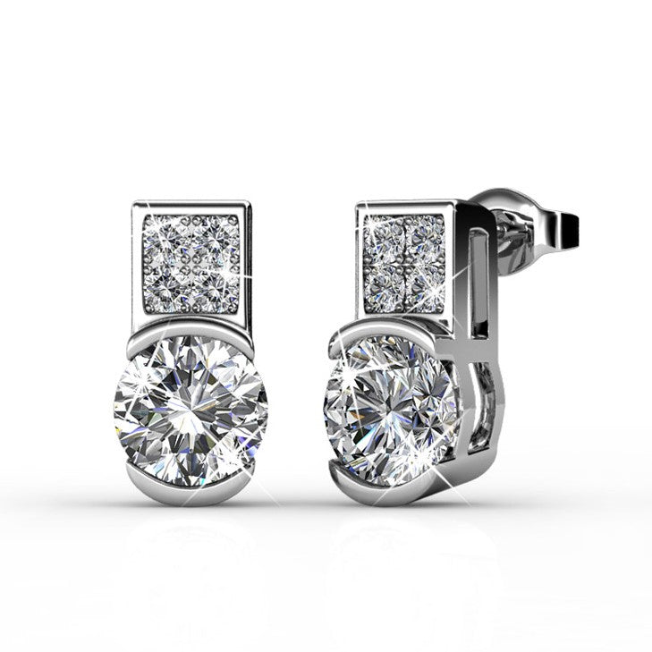 Laya 18k White Gold Plated Stud Earrings with Swarovski Crystals — Final Sale