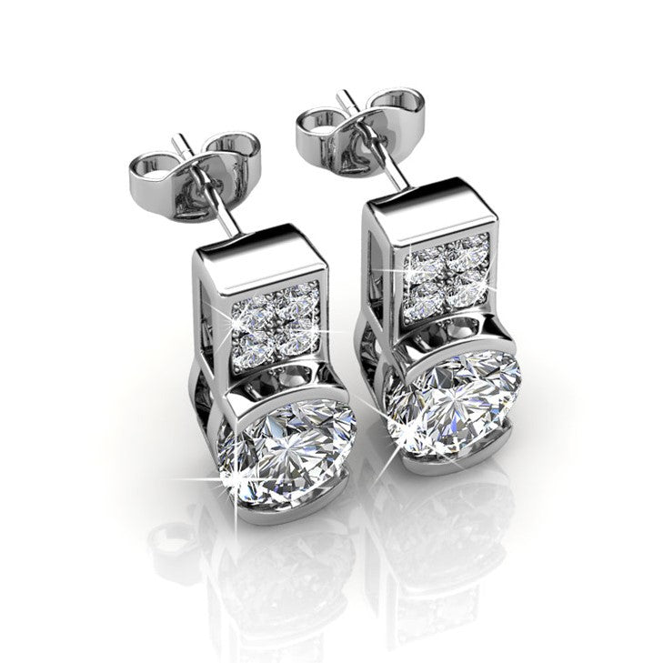 Laya 18k 白金镀金水晶耳钉
