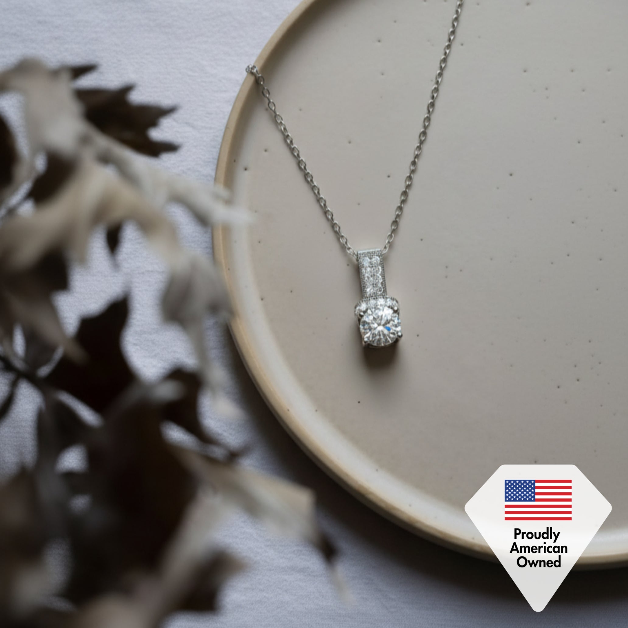 Laya 18k White Gold Plated Pendant Necklace with Swarovski Crystals