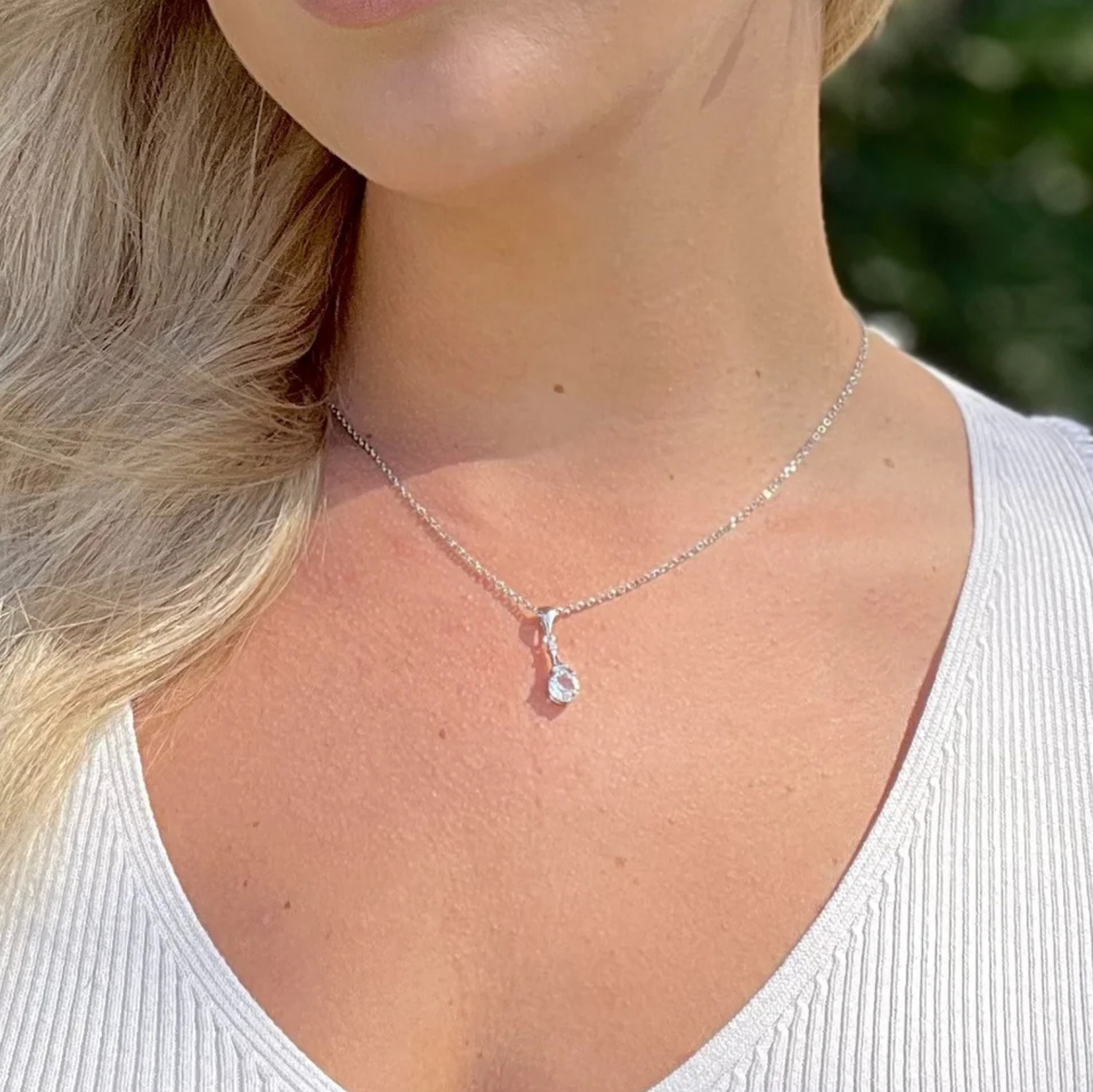 Isla 18k White Gold Plated Pendant Necklace with Round Swarovski Crystal - FAB FAV