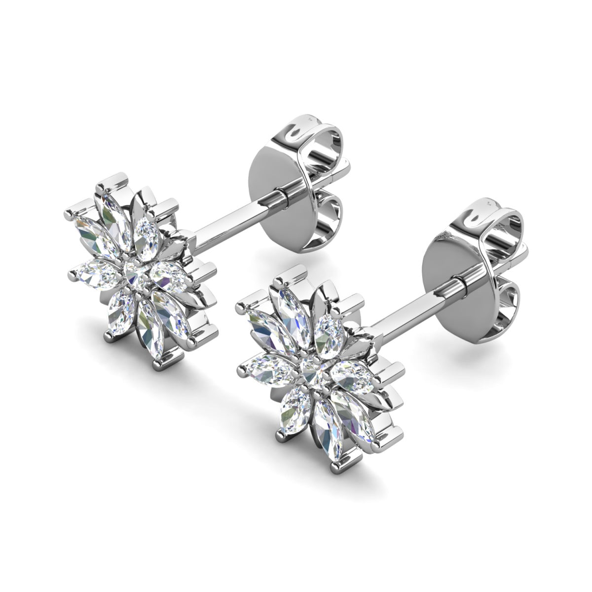 百合 18k 白金镀金花朵耳钉