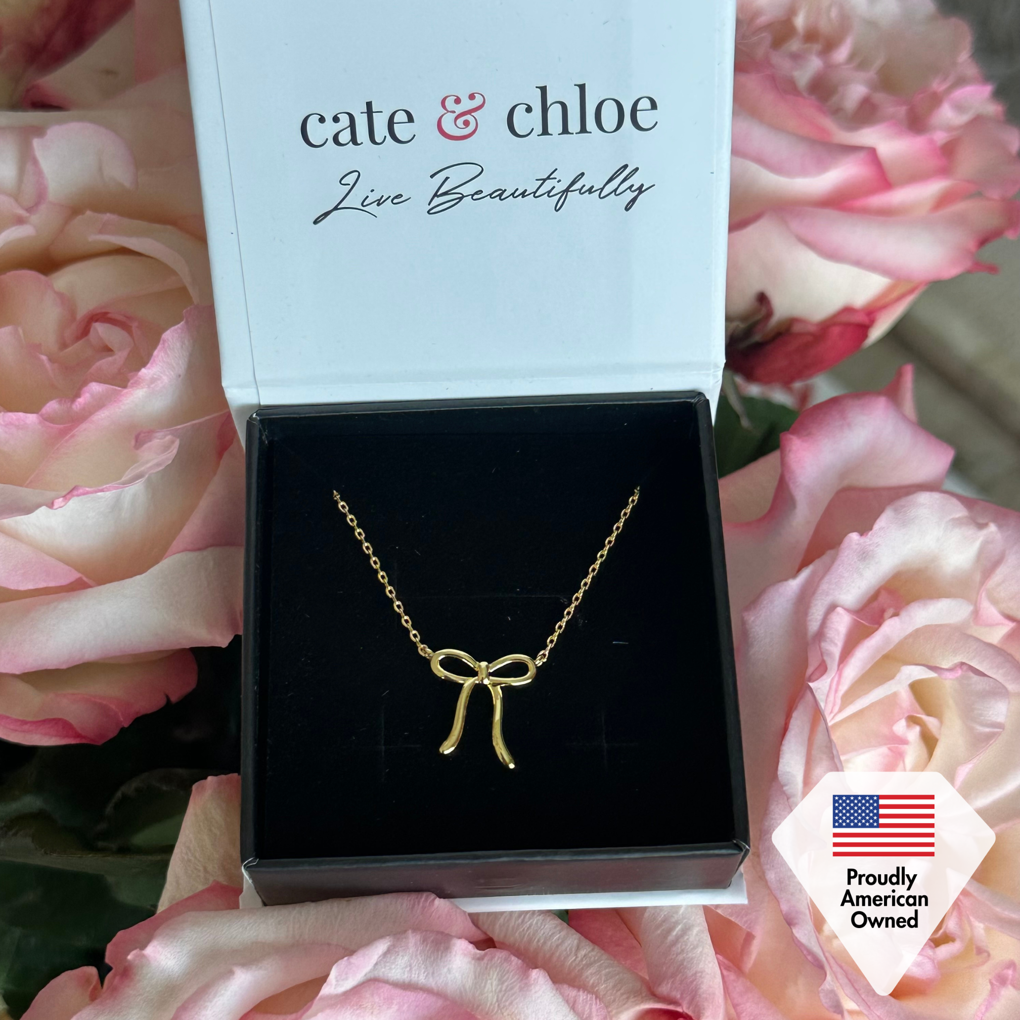 Lola 18k White Gold Plated Ribbon/Bow Pendant Necklace