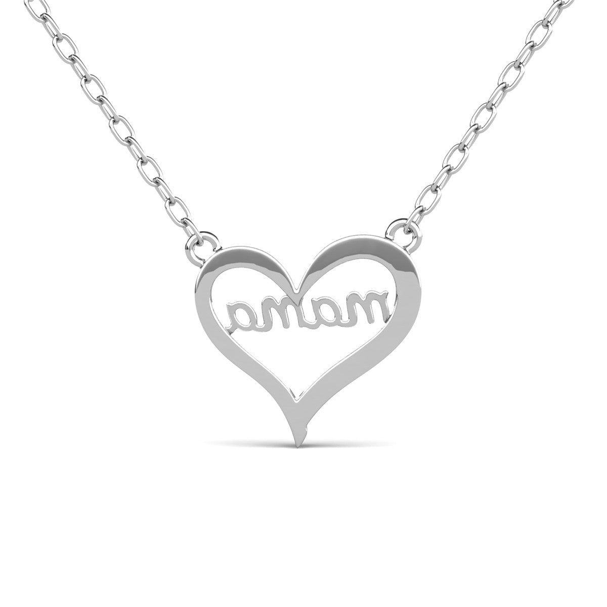 Louise 18k White Gold Plated Mama Heart Necklace with Swarovski Crystals