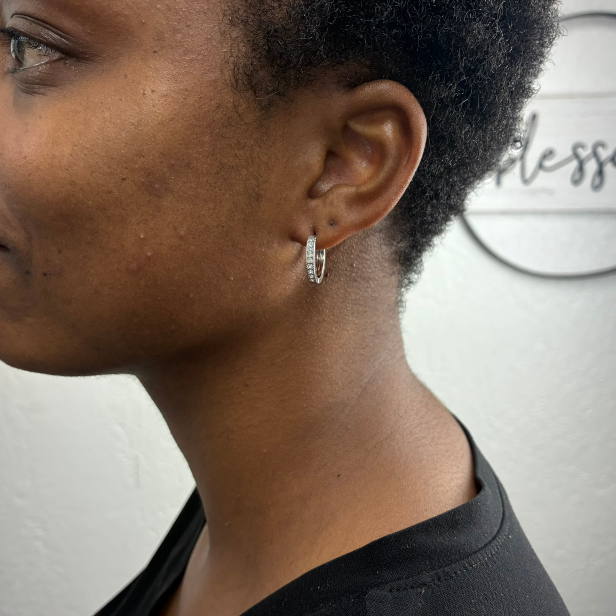Lydia 18k White Gold Plated 16mm Hoop Earrings with Swarovski Crystals