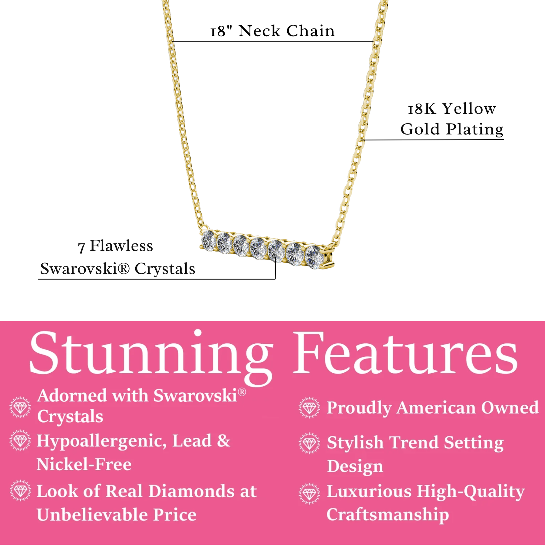 Lynn 18k White Gold Plated Necklace with Swarovski Crystals