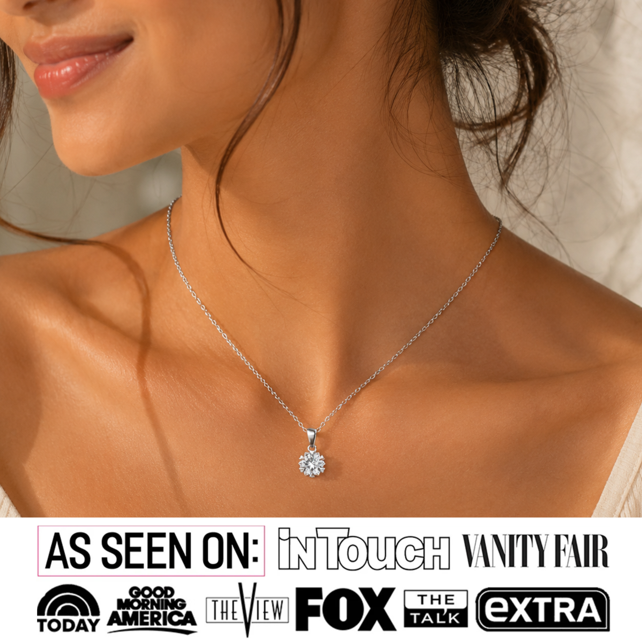 Maggie 18k White Gold Plated Pendant Necklace with Round Cut Solitaire Swarovski Crystal