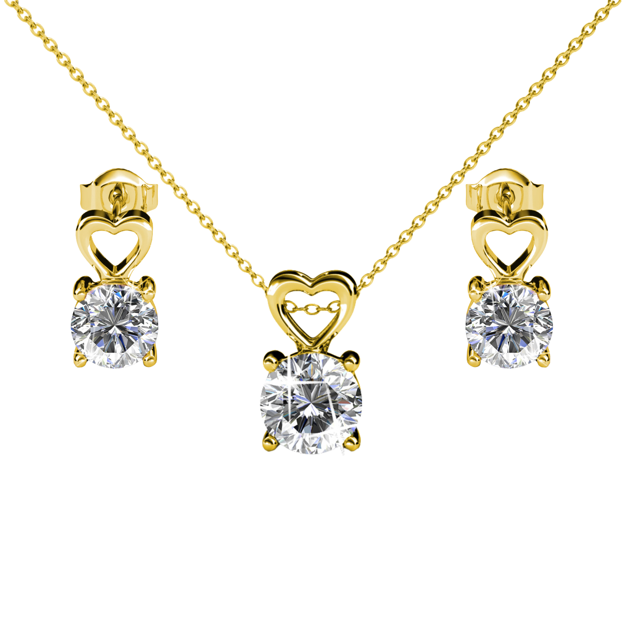 Marian 18k White Gold Necklace and Stud Earrings Jewelry Set with Swarovski Crystal