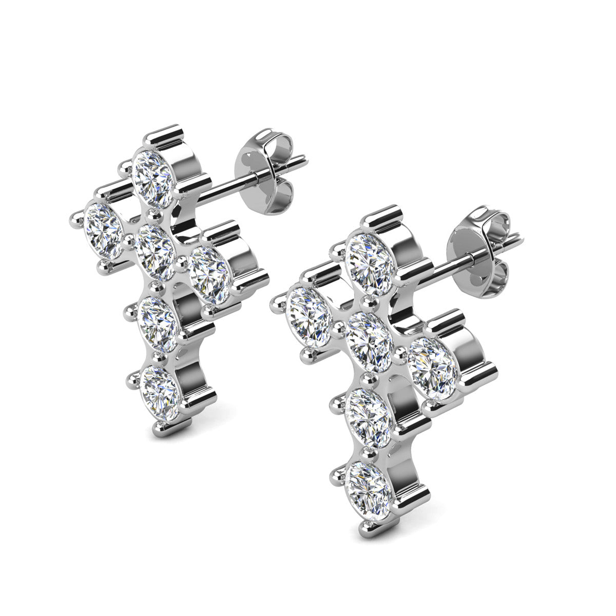 Marissa 18k White Gold Plated Cross Stud Earrings & Blessed by Faith Pink Envelope Card