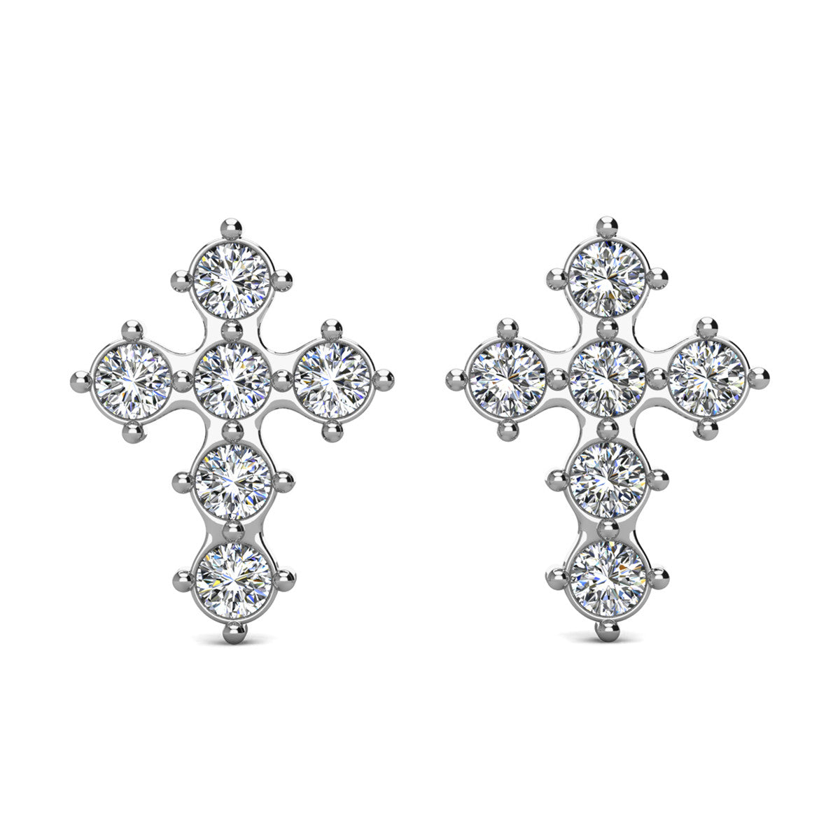 Marissa 18k White Gold Plated Cross Stud Earrings & Blessed by Faith Pink Envelope Card