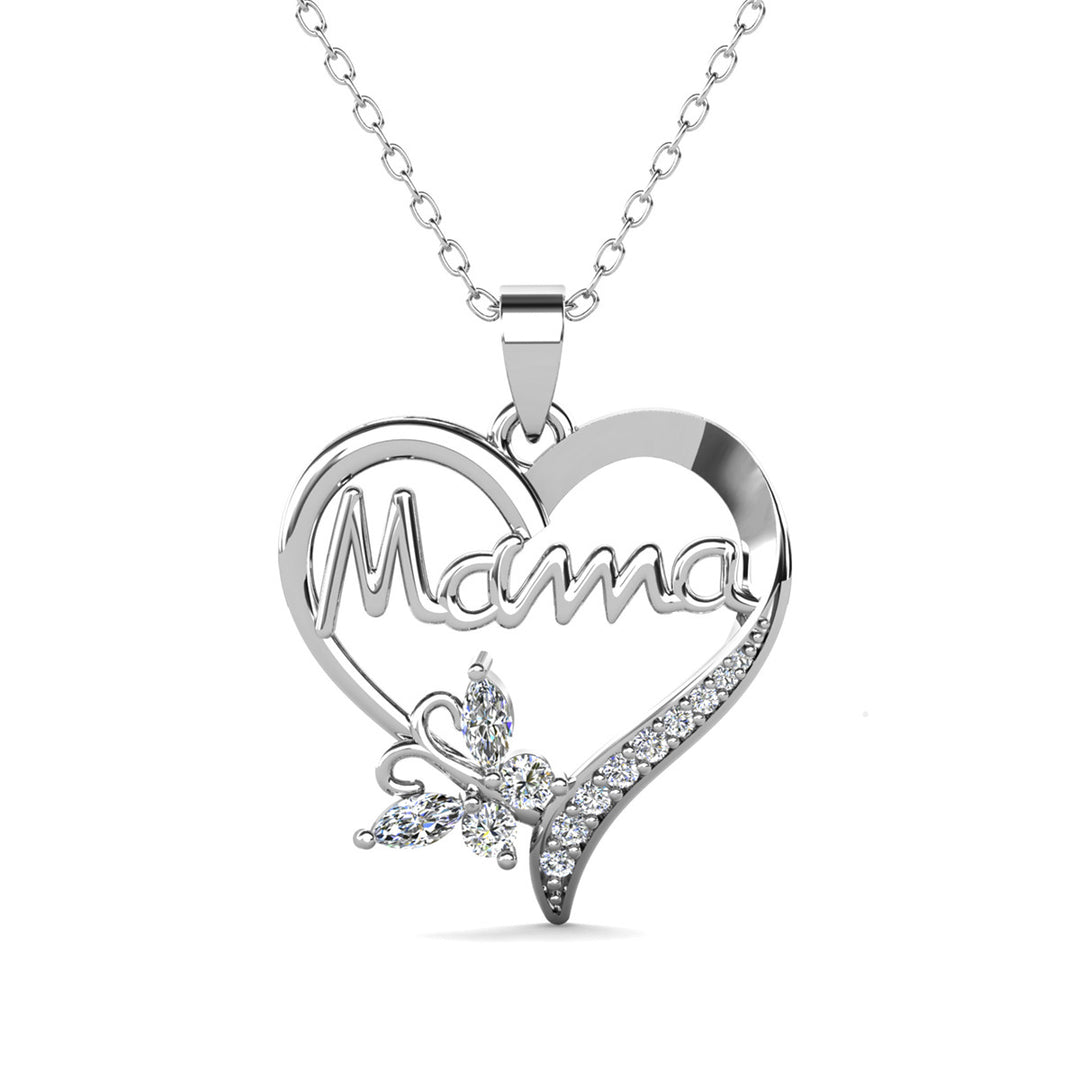 Mom 18k White Gold Plated Necklaces with Swarovski Crystals and Message Card