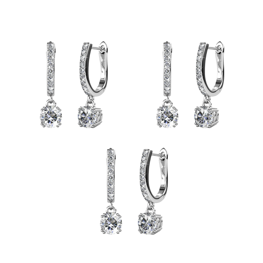 McKenzie 18k Gold Plated Dangle Earrings with Swarovski Crystals (3 Pair Set)