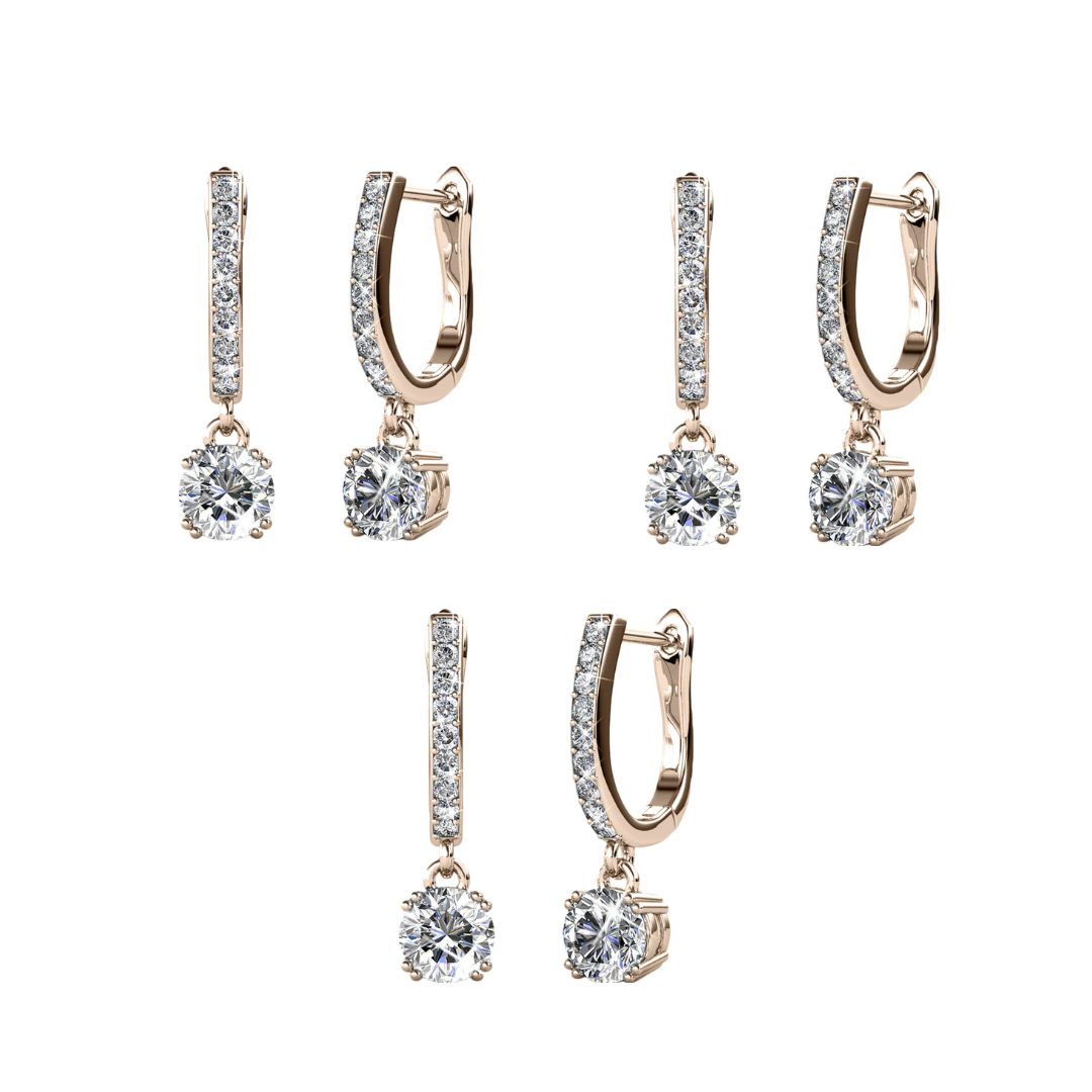 McKenzie 18k Gold Plated Dangle Earrings with Swarovski Crystals (3 Pair Set)