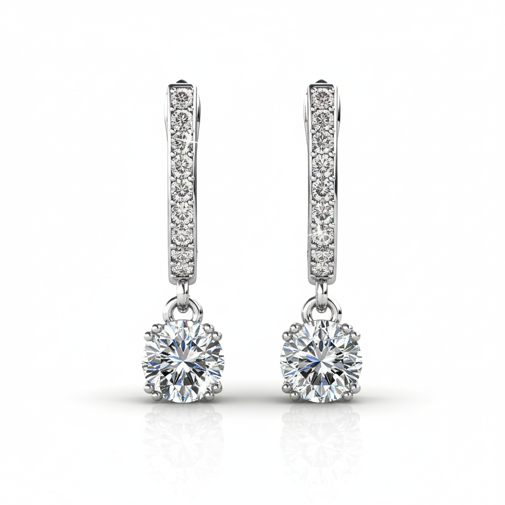 McKenzie 18k White Gold Plated Drop Dangle Earrings with Swarovski Crystals