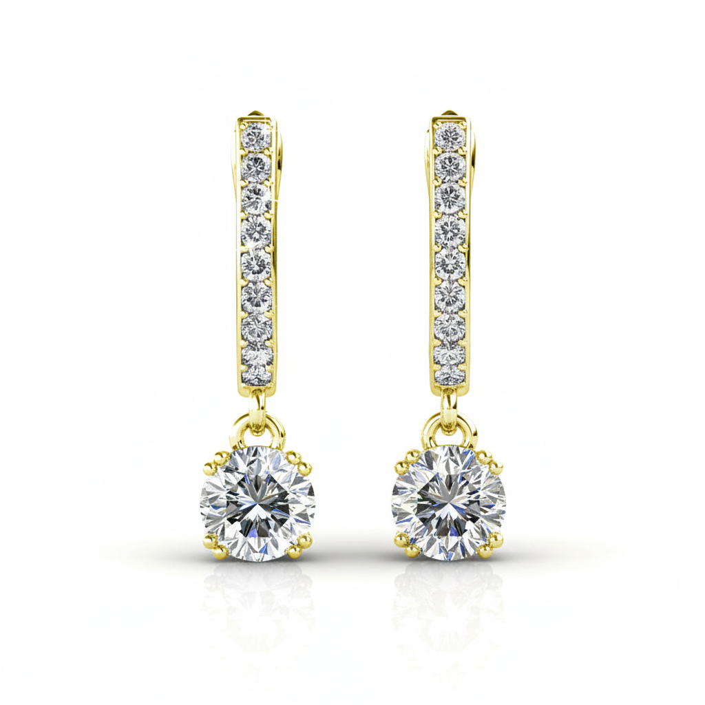 McKenzie 18k White Gold Plated Drop Dangle Earrings with Swarovski Crystals