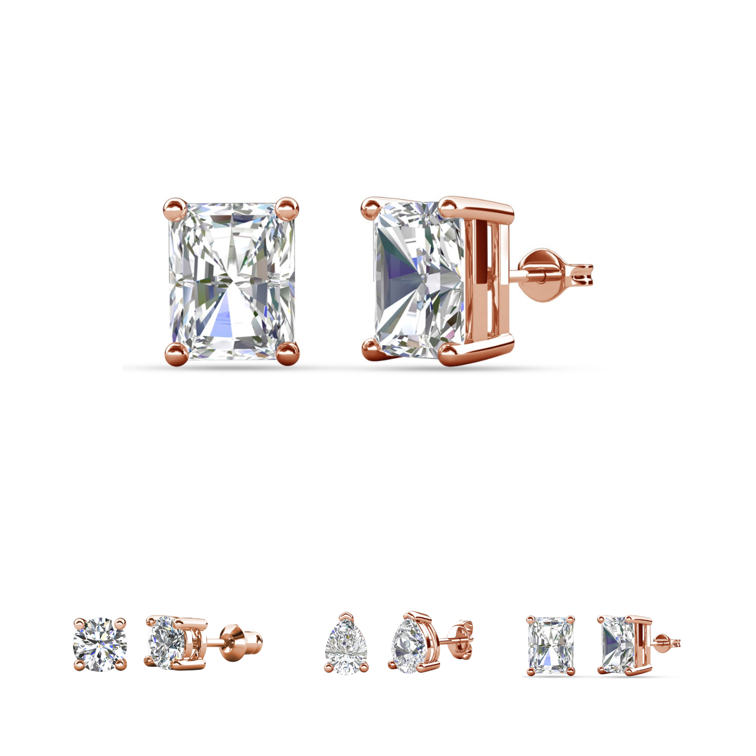 Pendientes Mia de plata de ley chapada en oro de 14 quilates con diamantes y cristales de imitación