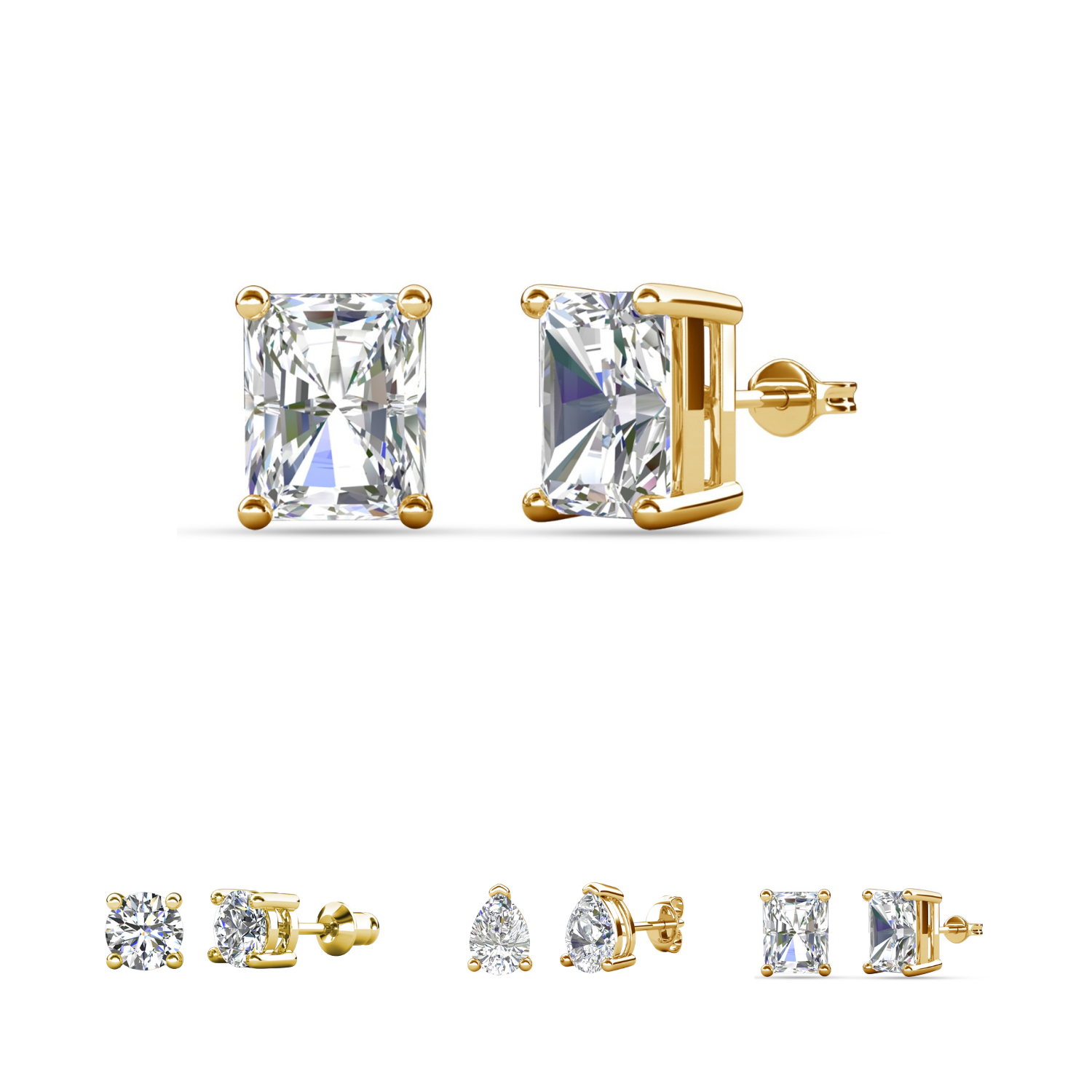 Pendientes Mia de plata de ley chapada en oro de 14 quilates con diamantes y cristales de imitación