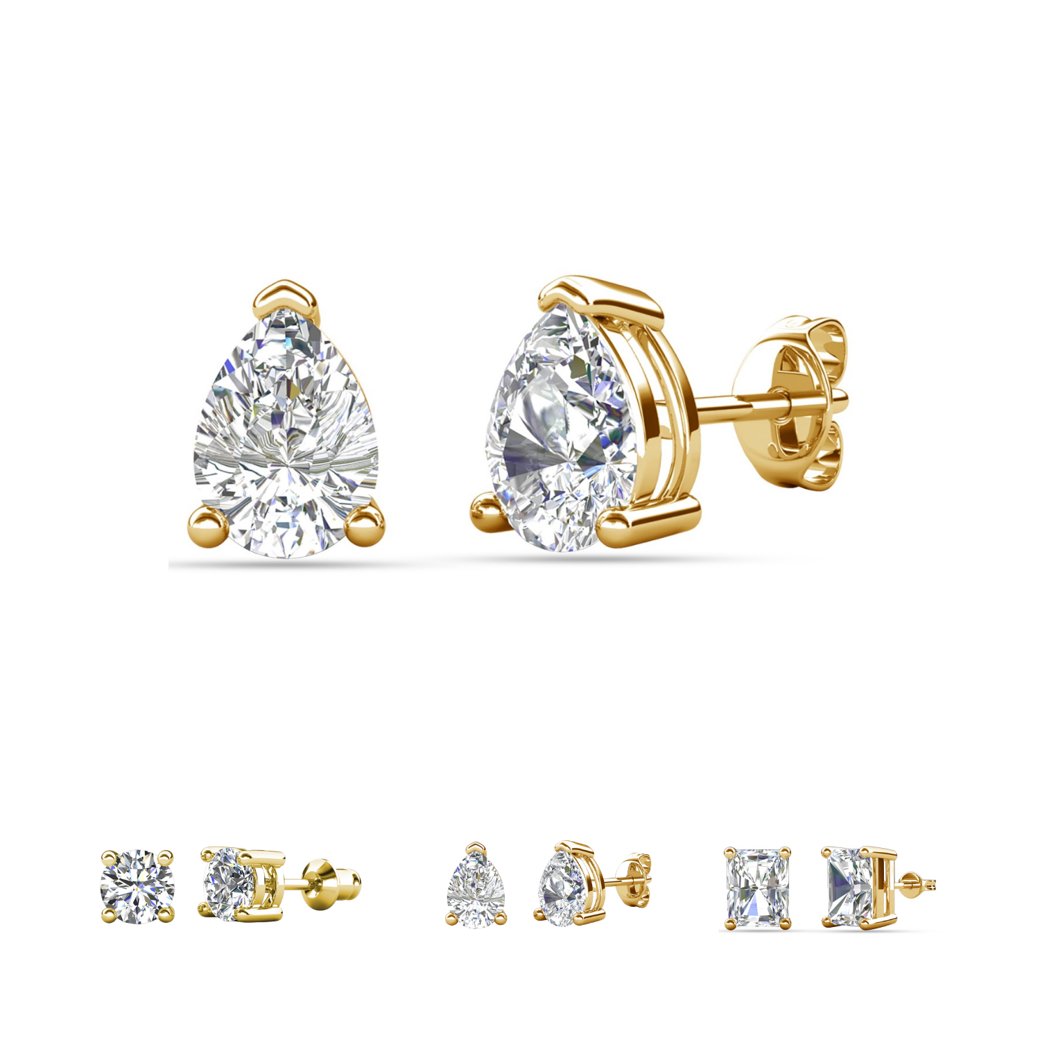 Pendientes Mia de plata de ley chapada en oro de 14 quilates con diamantes y cristales de imitación