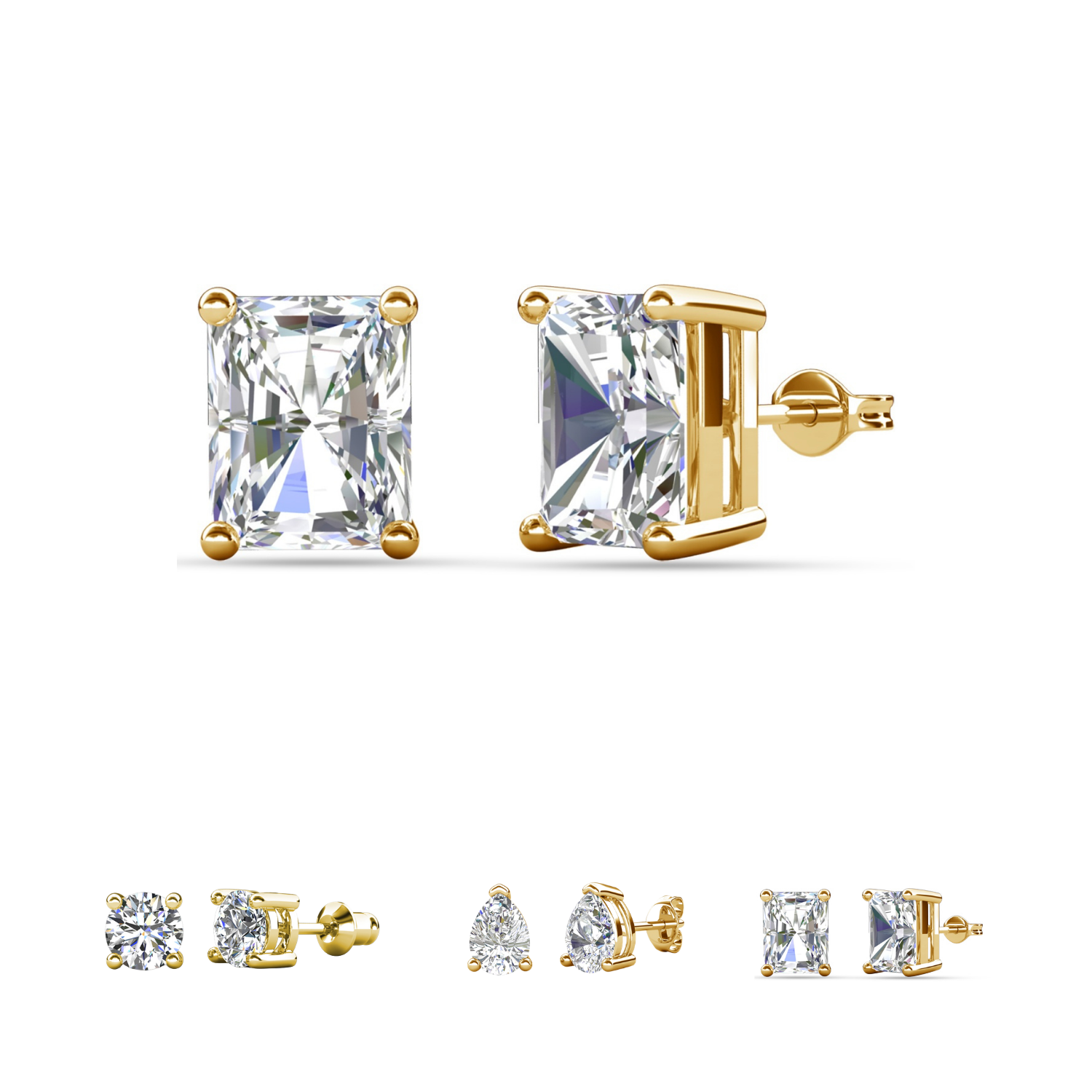 Pendientes Mia de plata de ley chapada en oro de 14 quilates con diamantes y cristales de imitación