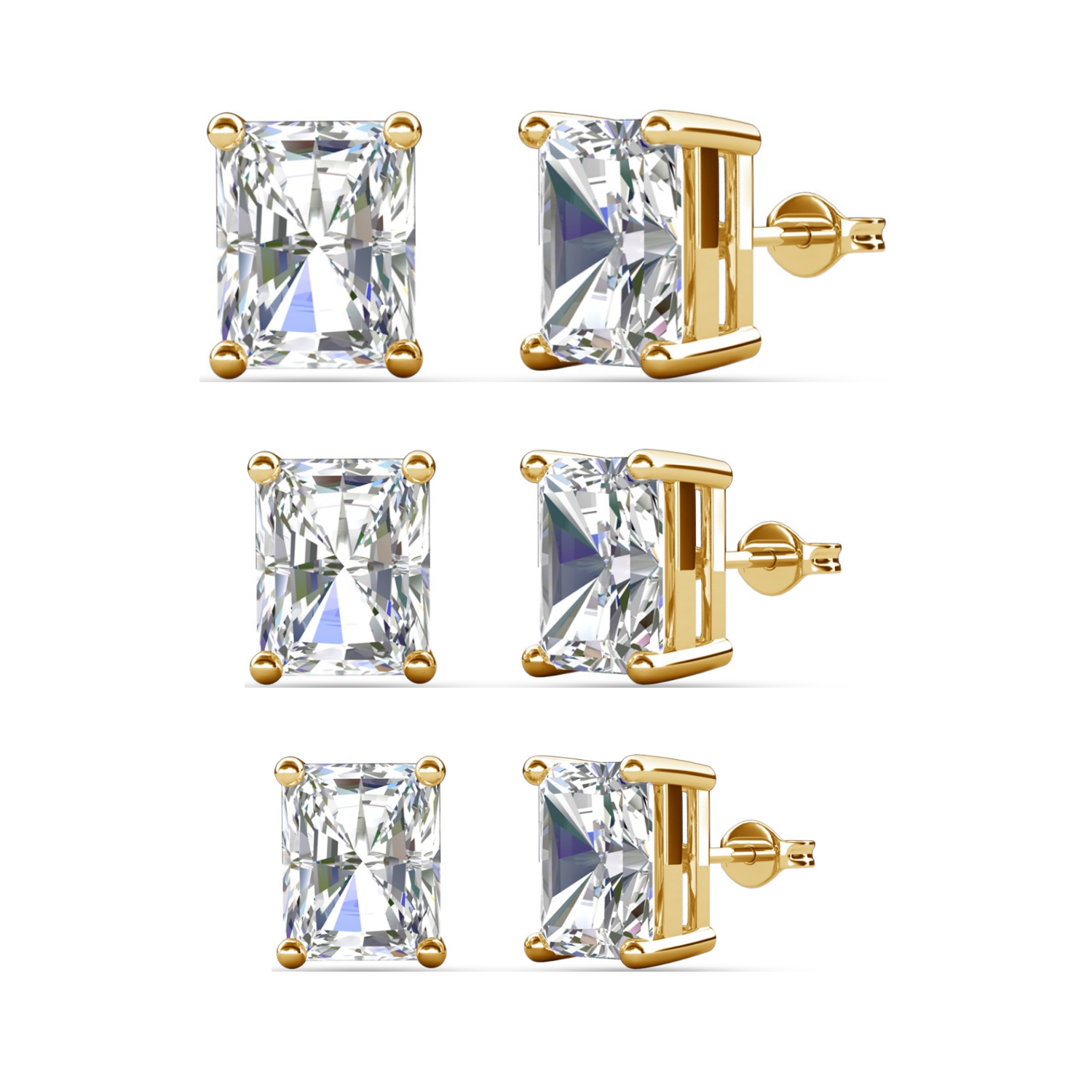 Mia 18k White Gold Plated Sterling Silver Stud Earrings with Simulated Diamond Crystals
