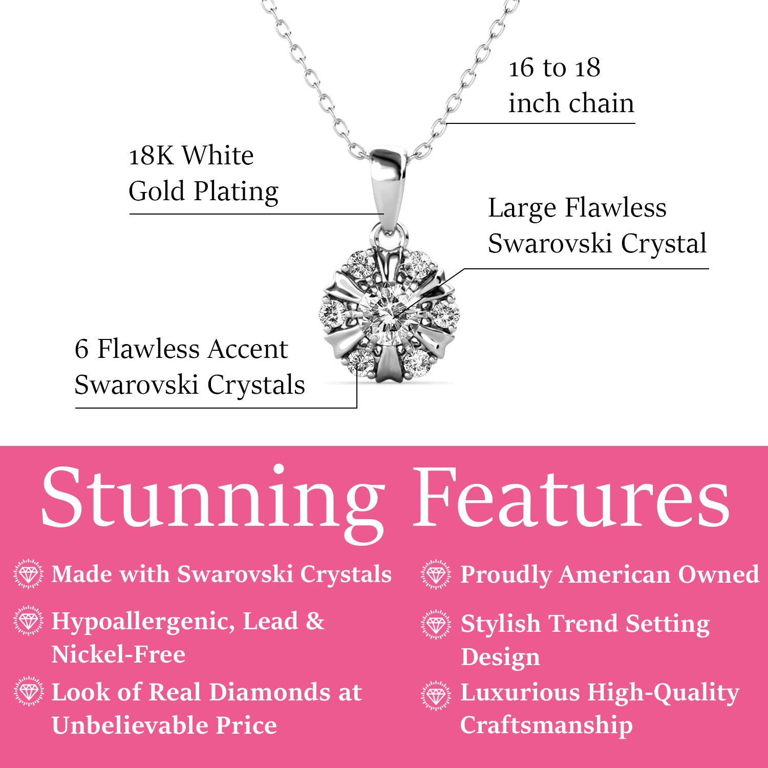 Millie 18k White Gold Plated Necklace with Swarovski Crystals