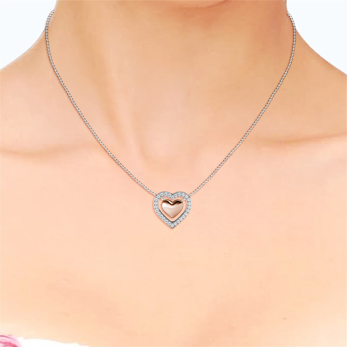 Zendaya 18k White Gold Plated Heart Necklace