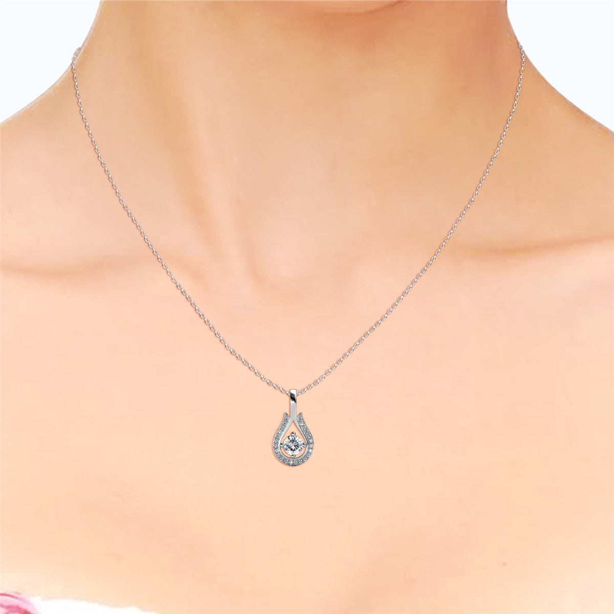 Bernadette 18k White Gold Plated Crystal Teardrop Necklace