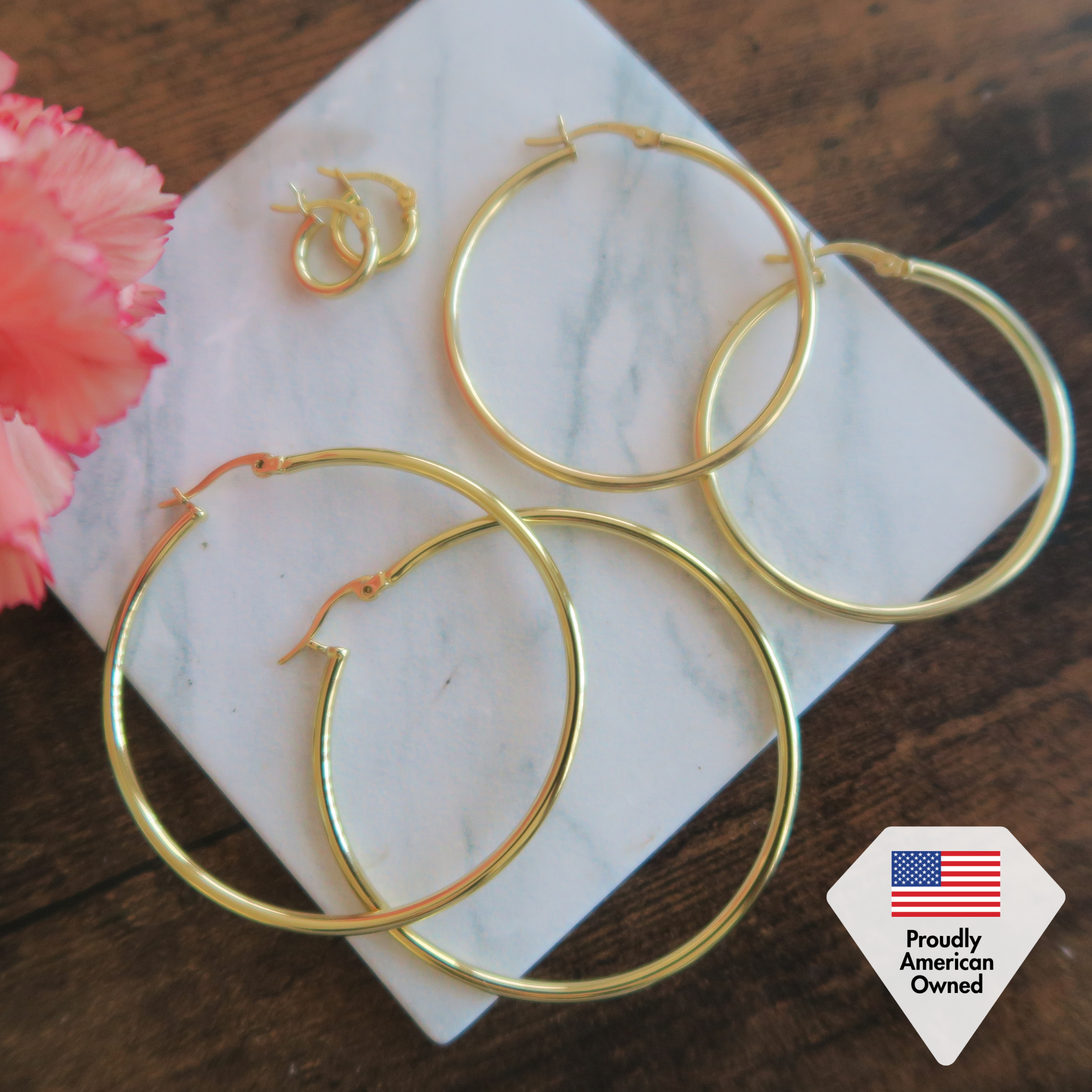 Monica 18k White Gold Plated 10mm/40mm/50mm Hoop Earrings