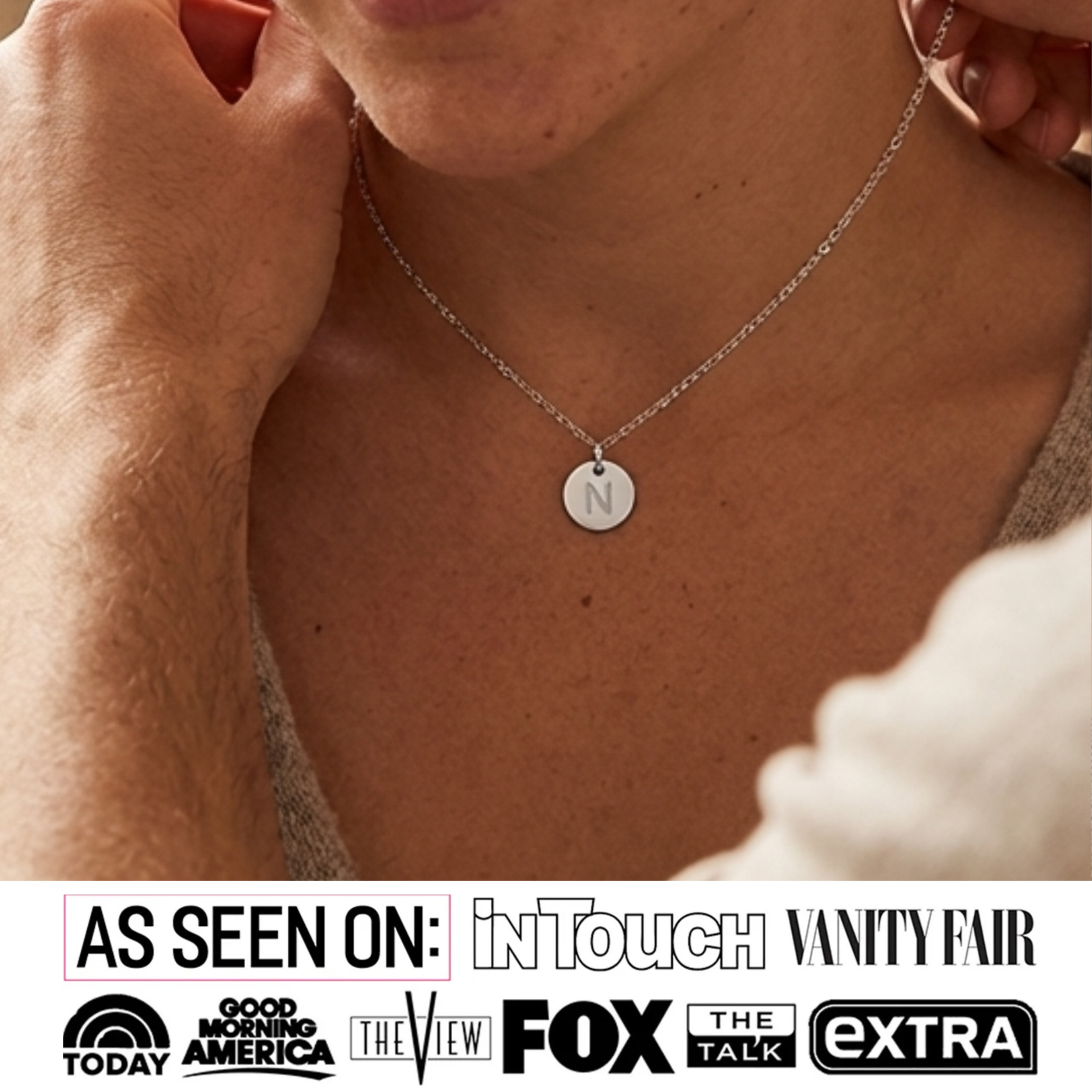 Summer Collection 18k White Gold Plated Engraved Initial Letter Pendant Necklace