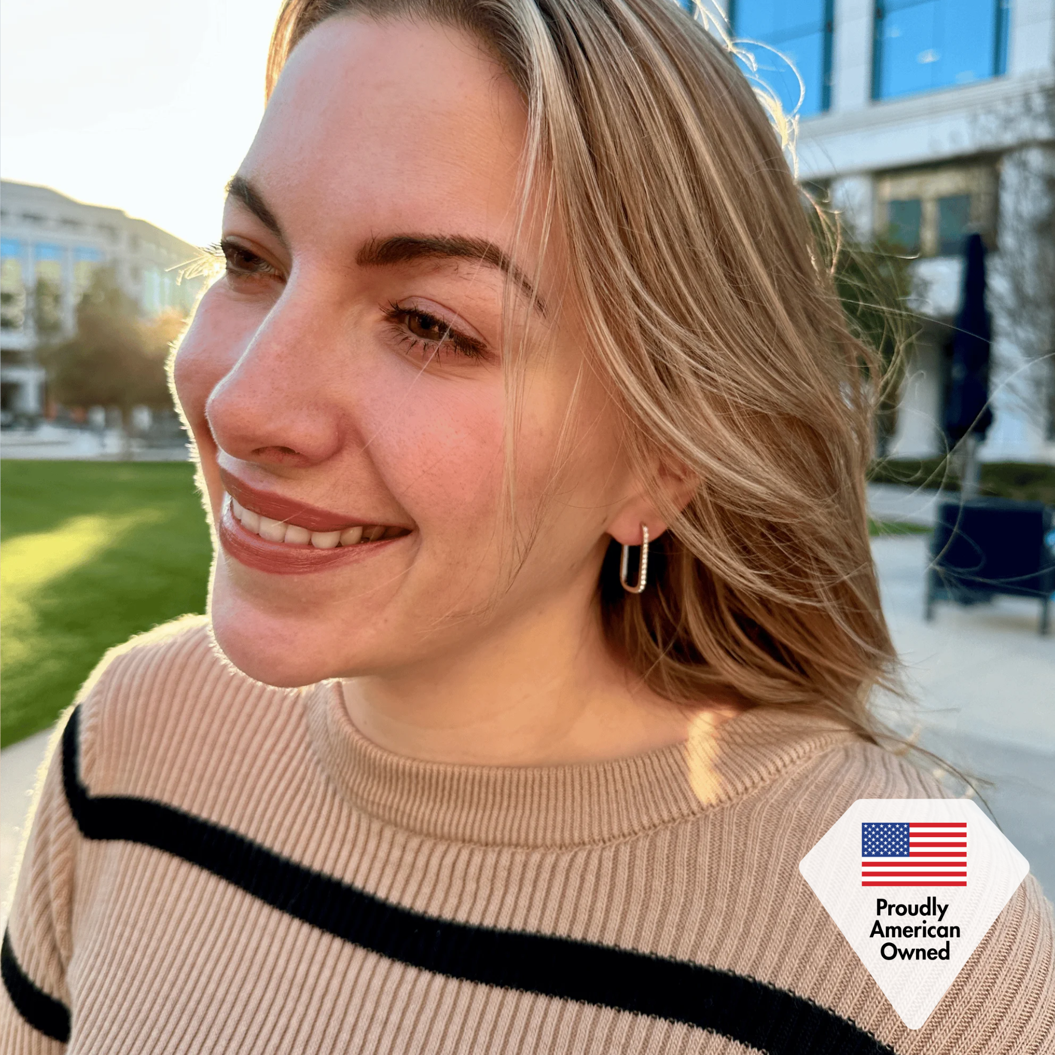 Nadia 18k White Gold Plated 24mm Hoop Earrings with Swarovski Crystals