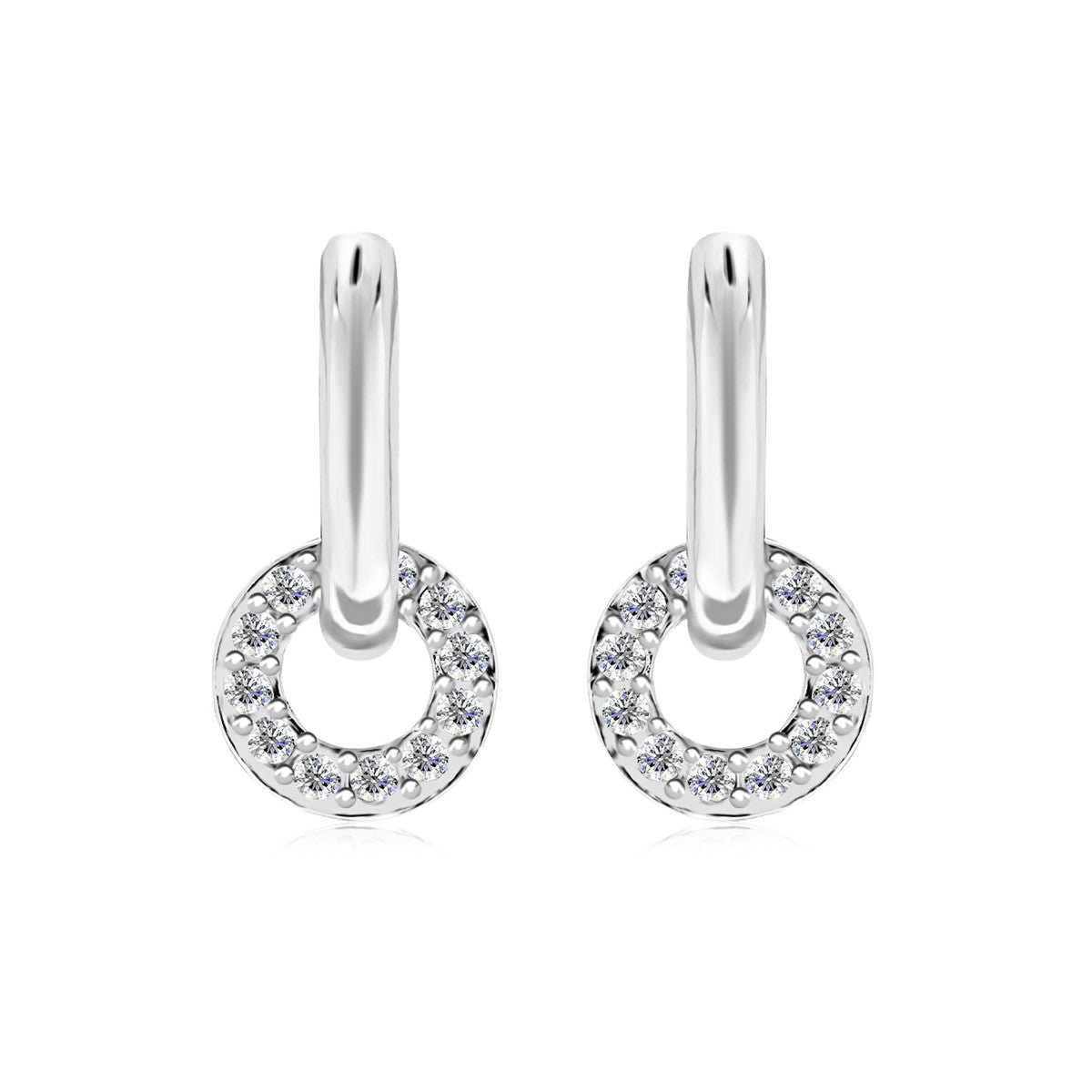 Nala 18k White Gold Plated 14mm Hoop Earrings with Swarovski Crystals