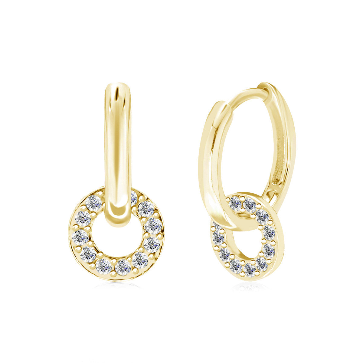 Nala 18k White Gold Plated 14mm Hoop Earrings with Swarovski Crystals