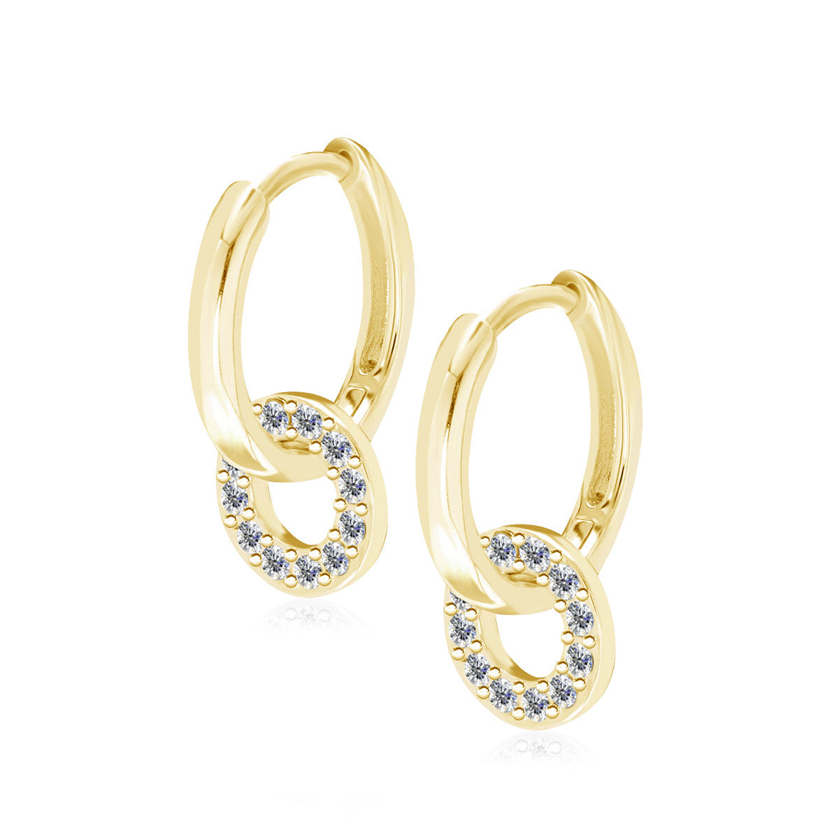 Nala 18k White Gold Plated 14mm Hoop Earrings with Swarovski Crystals