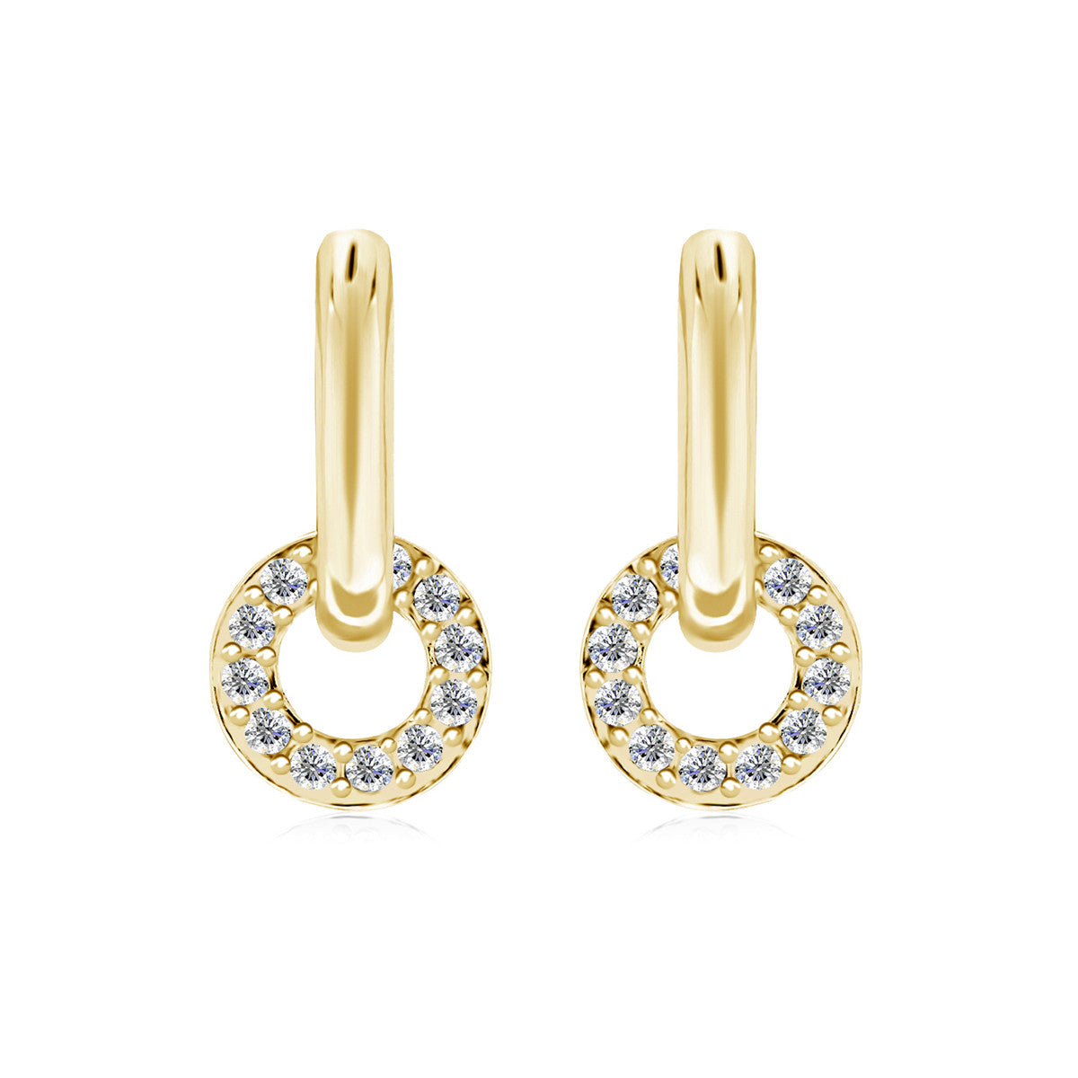 Nala 18k White Gold Plated 14mm Hoop Earrings with Swarovski Crystals