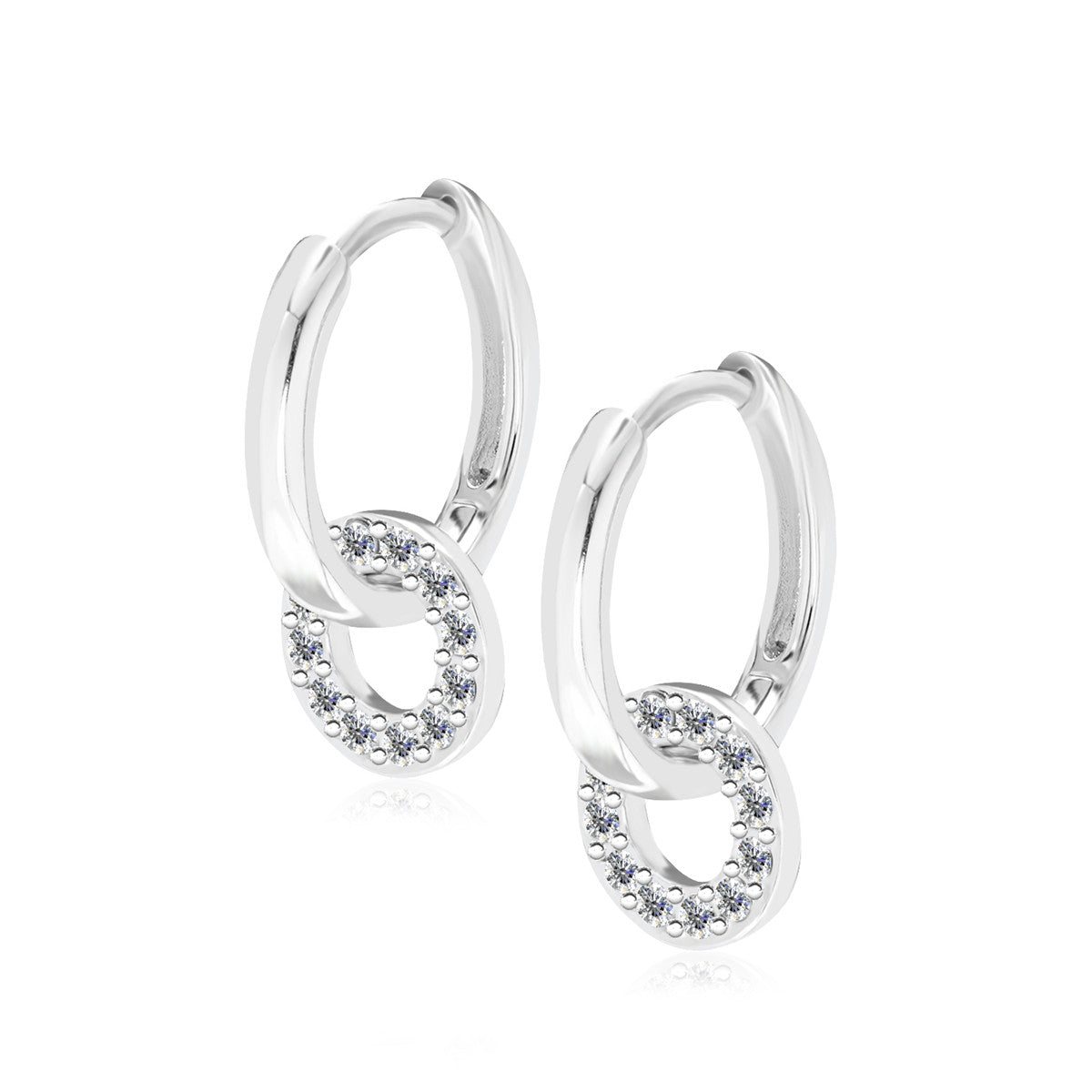 Nala 18k White Gold Plated 14mm Hoop Earrings with Swarovski Crystals
