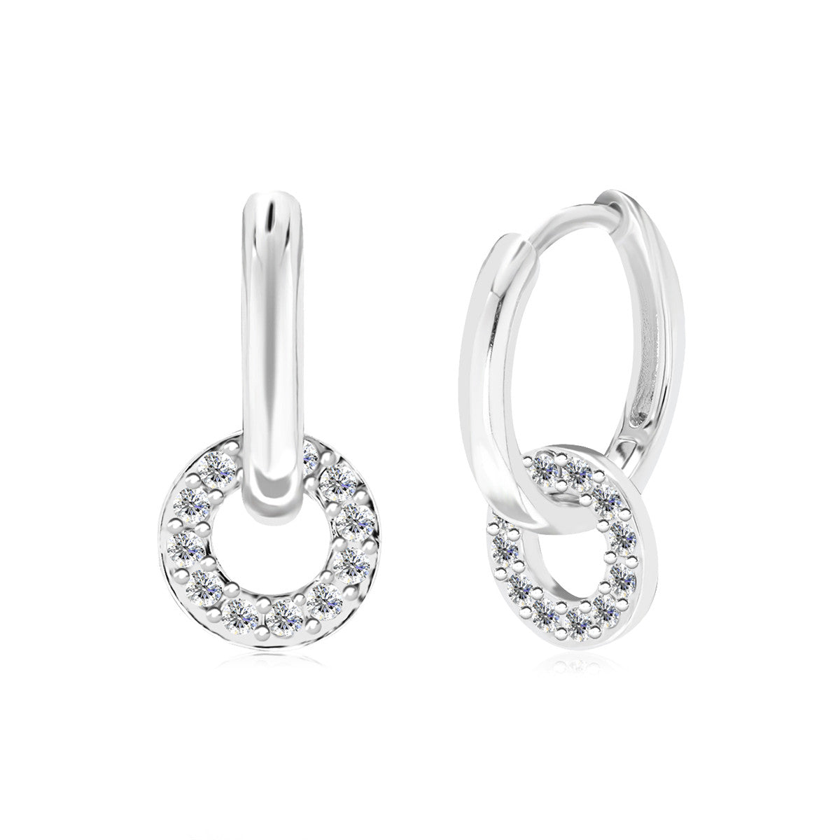 Nala 18k White Gold Plated 14mm Hoop Earrings with Swarovski Crystals