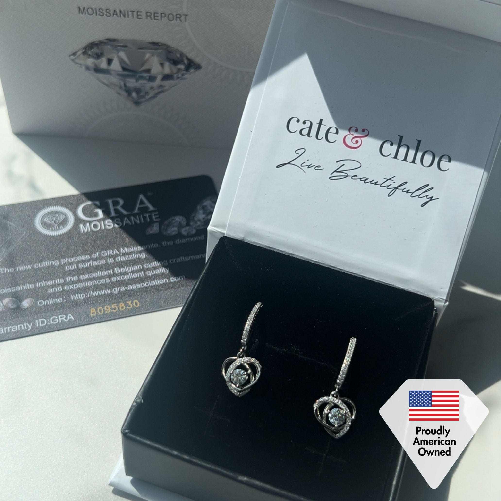 Moissanite by Cate & Chloe Naomi 18k Gold Plated 925 Sterling Silver Dangle Earrings 0.9tcw