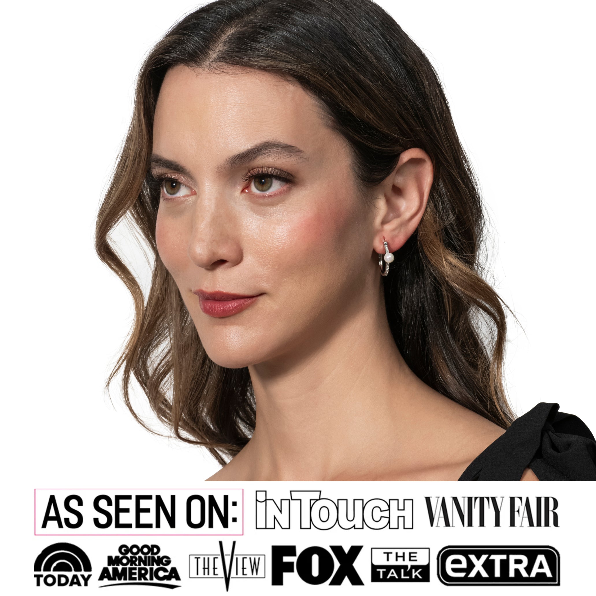 Nyla 18k White Gold Plated 22mm Pearl Hoop Earrings with Swarovski Crystals