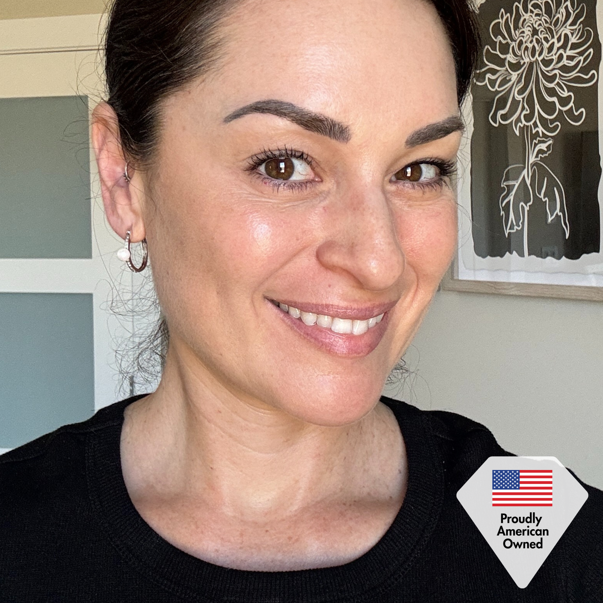 Nyla 18k White Gold Plated 22mm Pearl Hoop Earrings with Swarovski Crystals