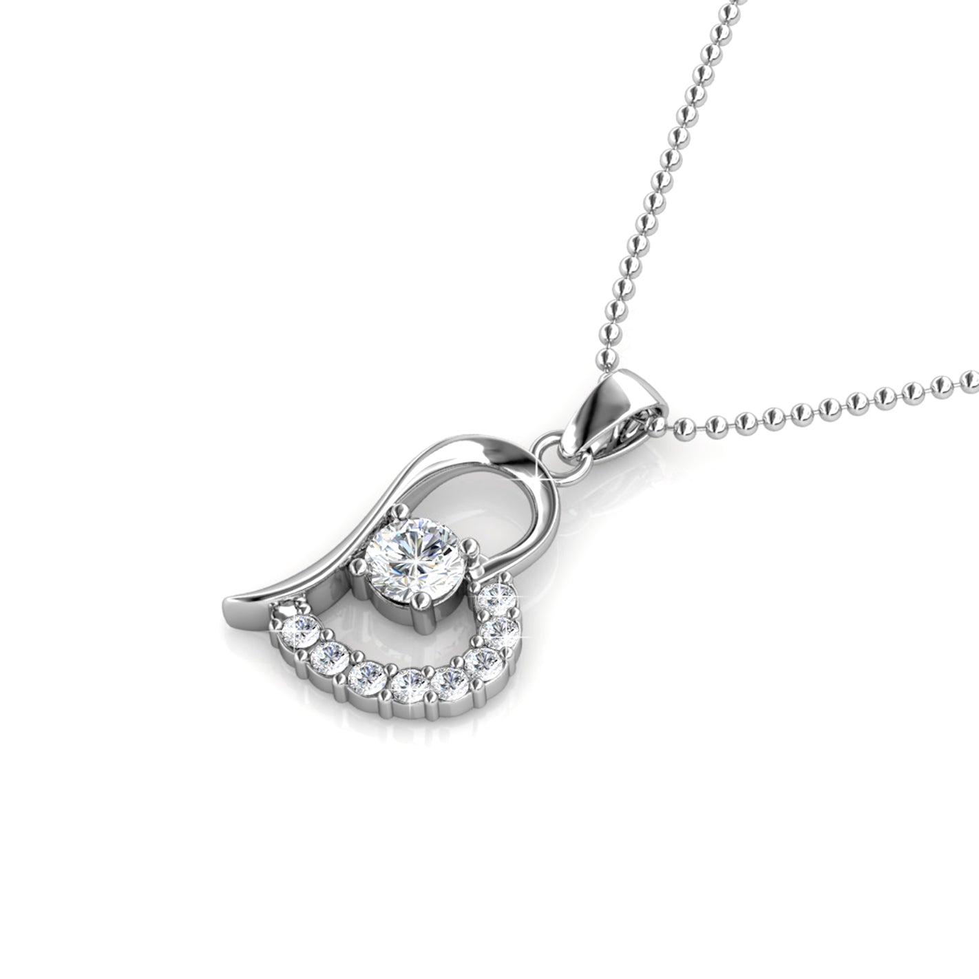 Laila "Radiant" 18k White Gold Swarovski Pendant Necklace