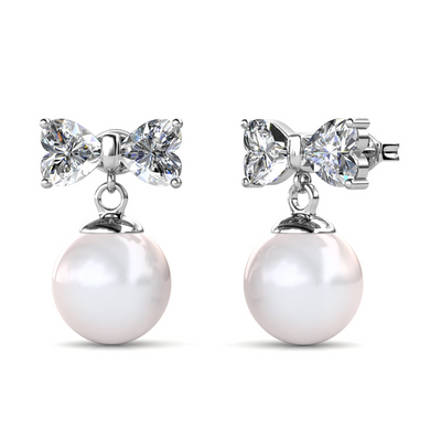 Oakley white gold drop pearl earrings 