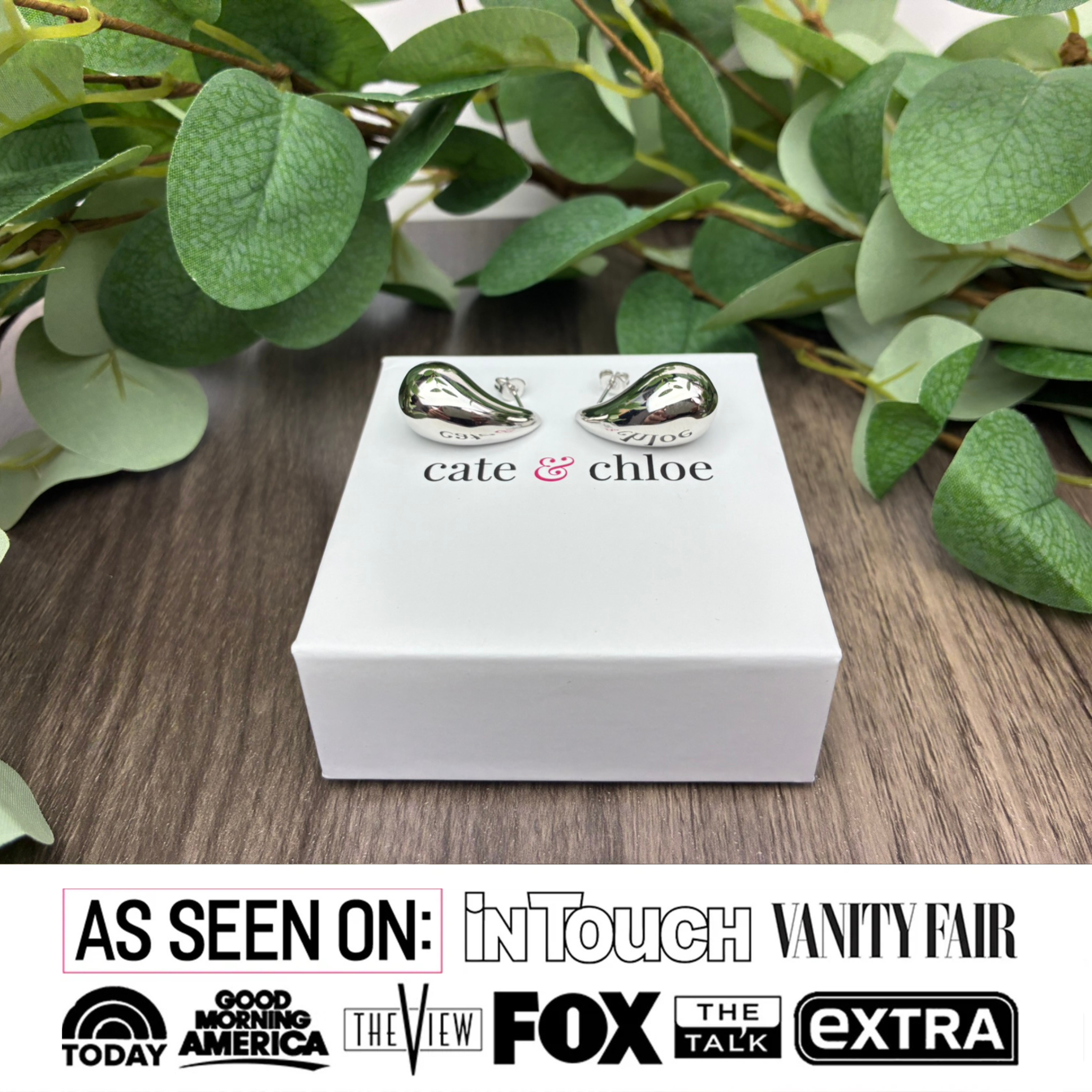 Olive 18k White Gold Plated Teardrop Earrings & Limited Edition Ombre Message Card
