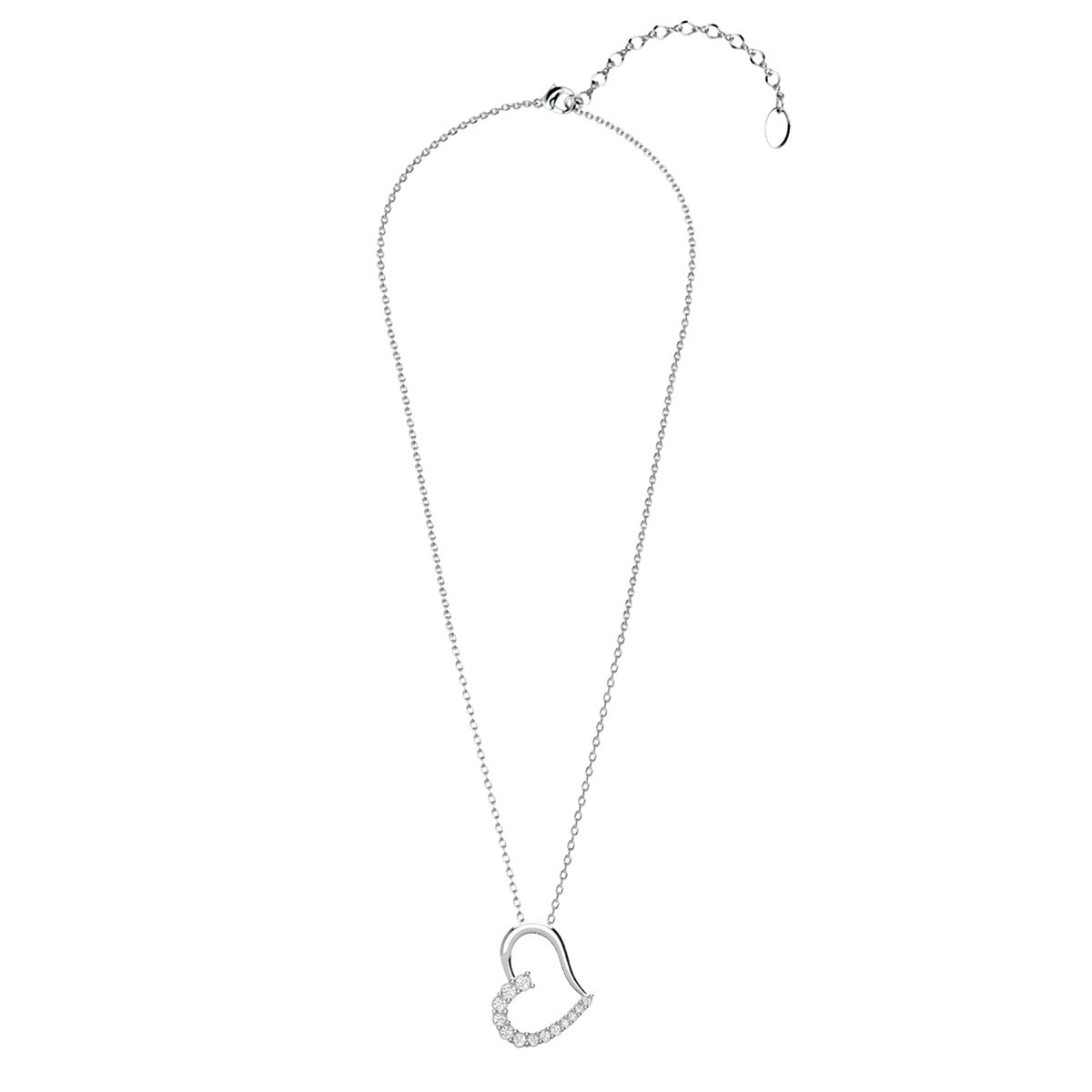 Capri 18k White Gold Plated Silver Heart Necklace with Swarovski Crystals