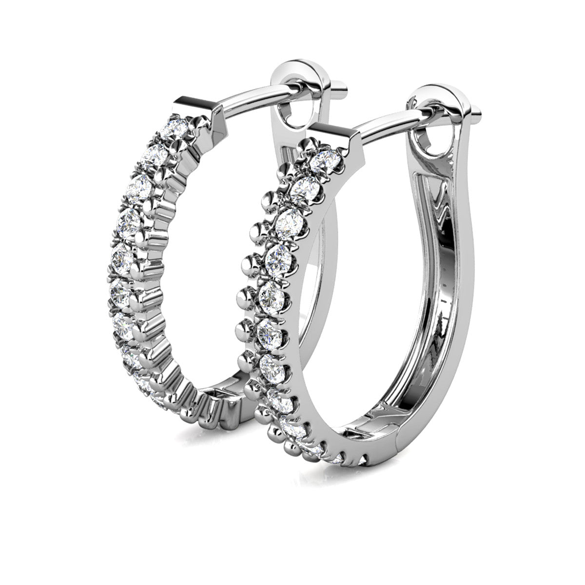 Teagan 18k White Gold Plated Crystal Hoop Earrings for Women