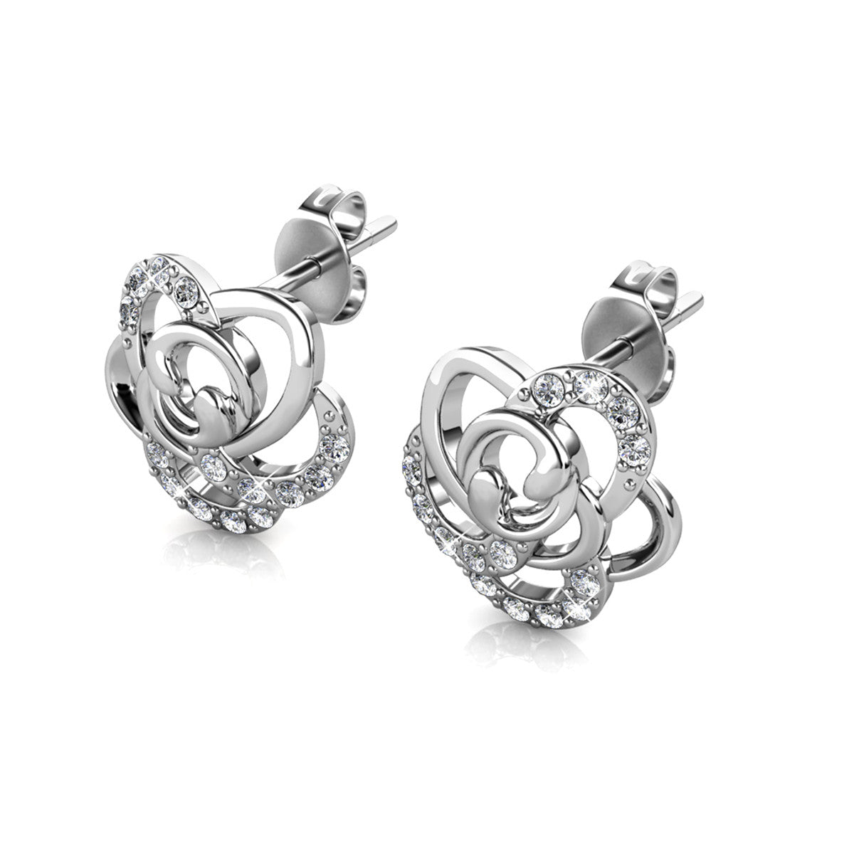 Briella 18k White Gold Plated Flower Stud Earrings & Kindness and Light Pink Paint Card