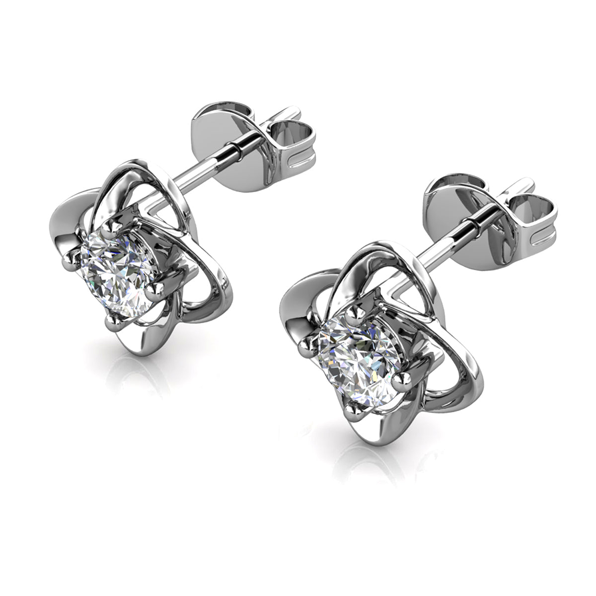 Infinity 18k White Gold Plated Birthstone Flower Earrings with Swarovski Crystals