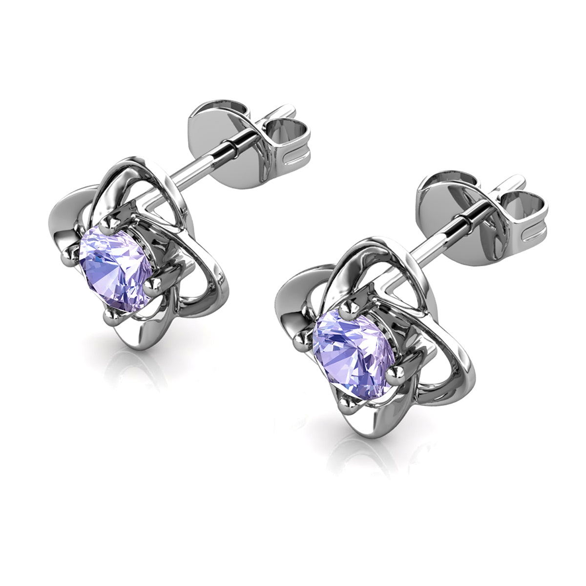 Infinity 18k White Gold Plated Birthstone Flower Earrings with Swarovski Crystals