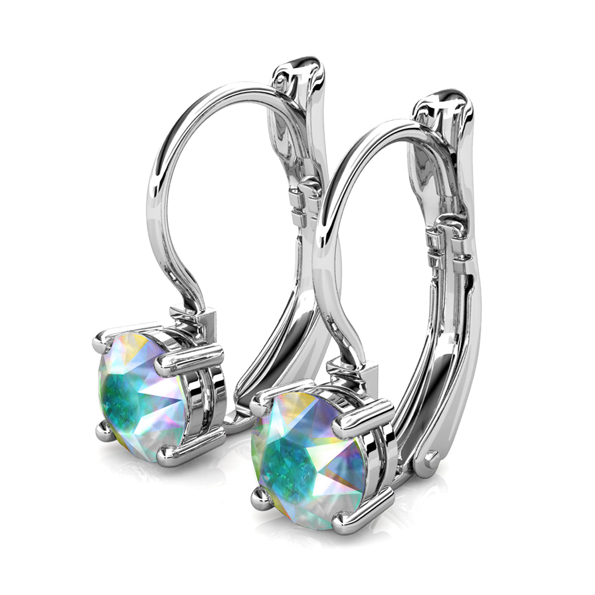 Lyric 18k White Gold Plated Drop Earrings with Swarovski Crystals
